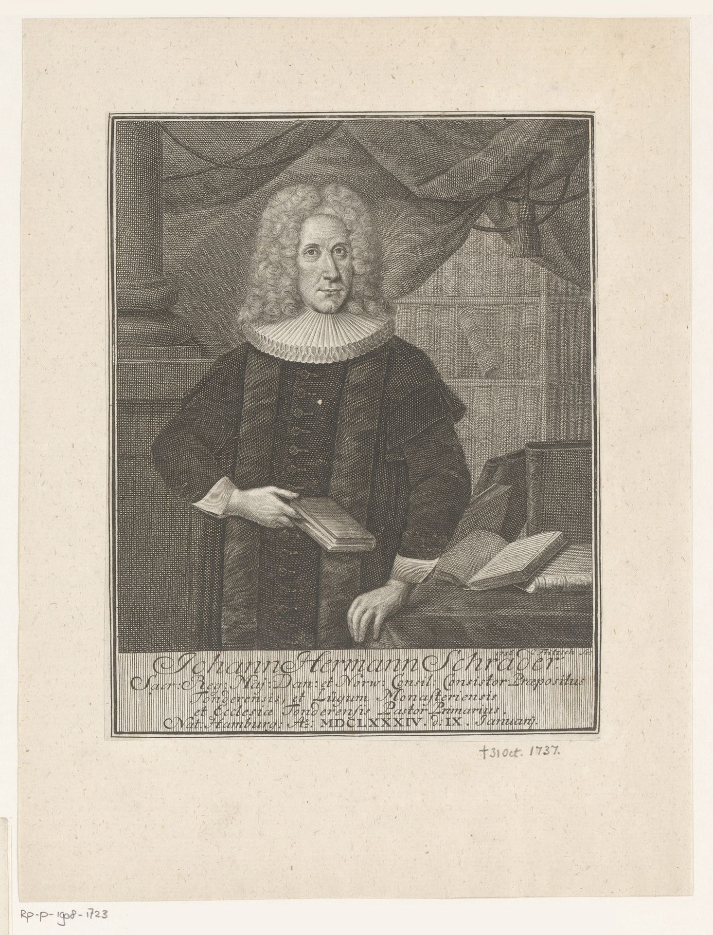 Portret van Johann Hermann Schrader by Christian Fritzsch