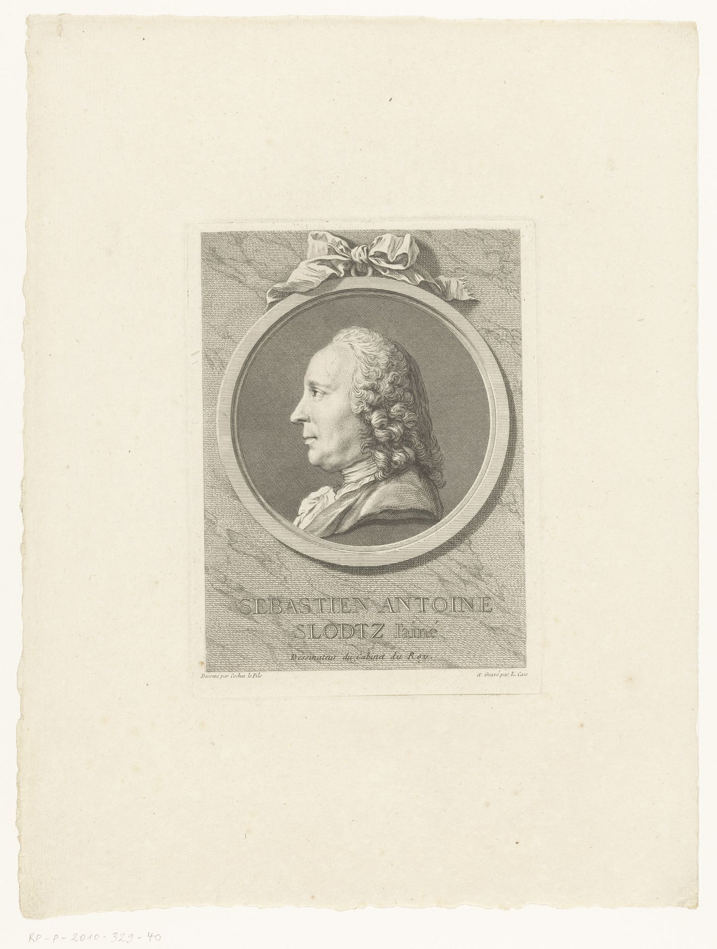 Portret van Sébastien Antoine Slodtz by Laurent Cars