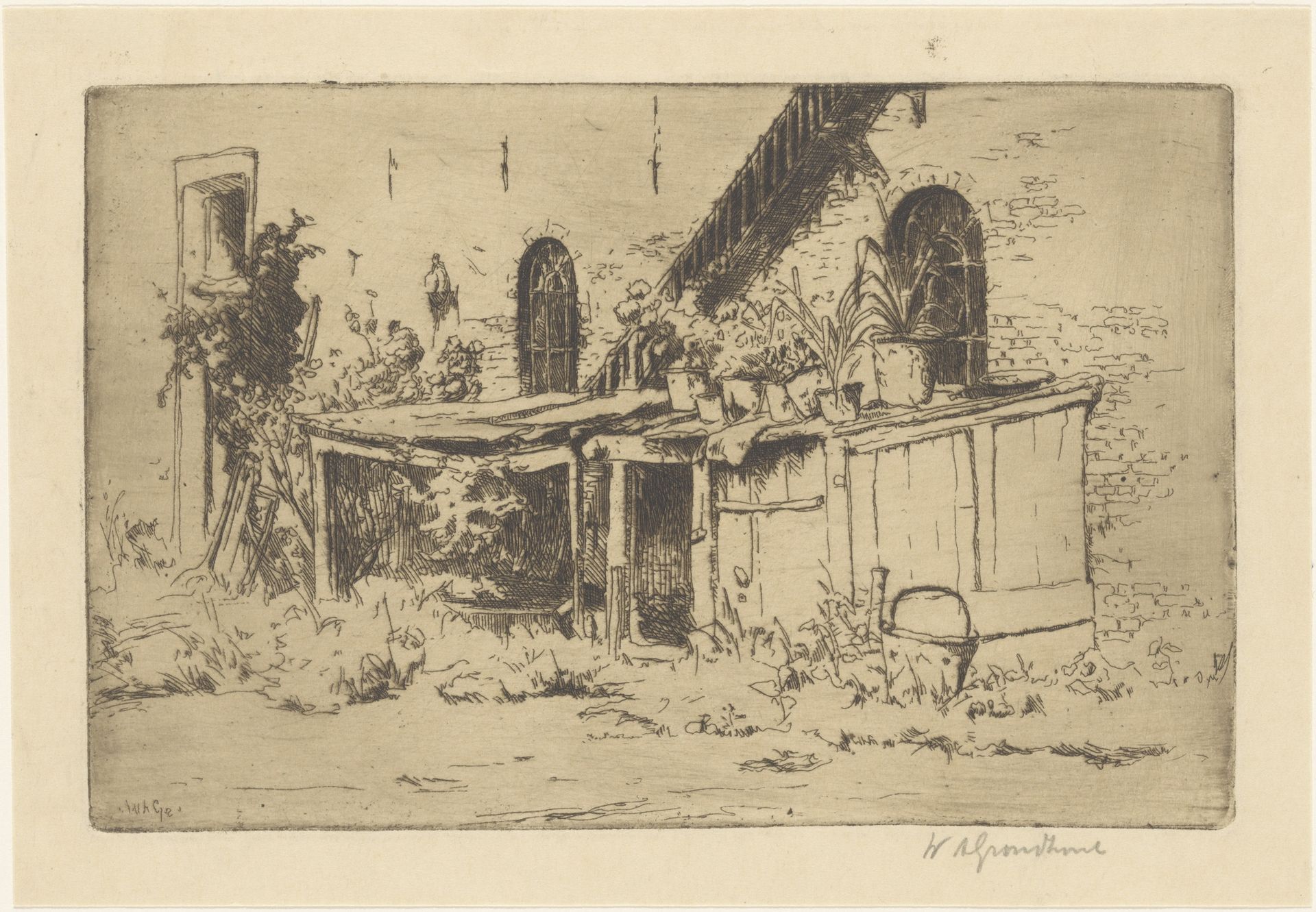 Kippenhok in een tuin in Voorburg by Willem Adrianus Grondhout