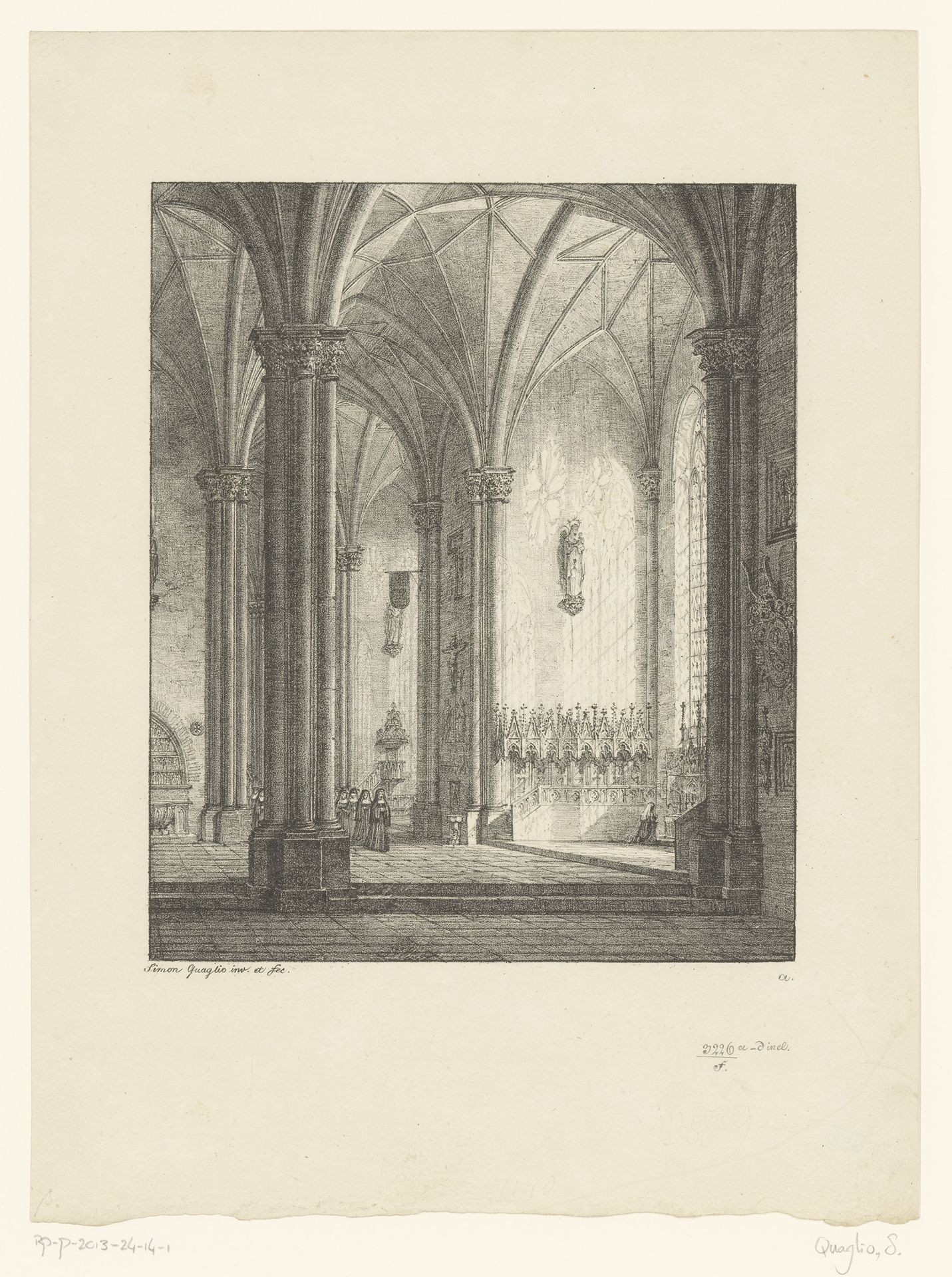 Interieur van een gotisch klooster by Simon Quaglio