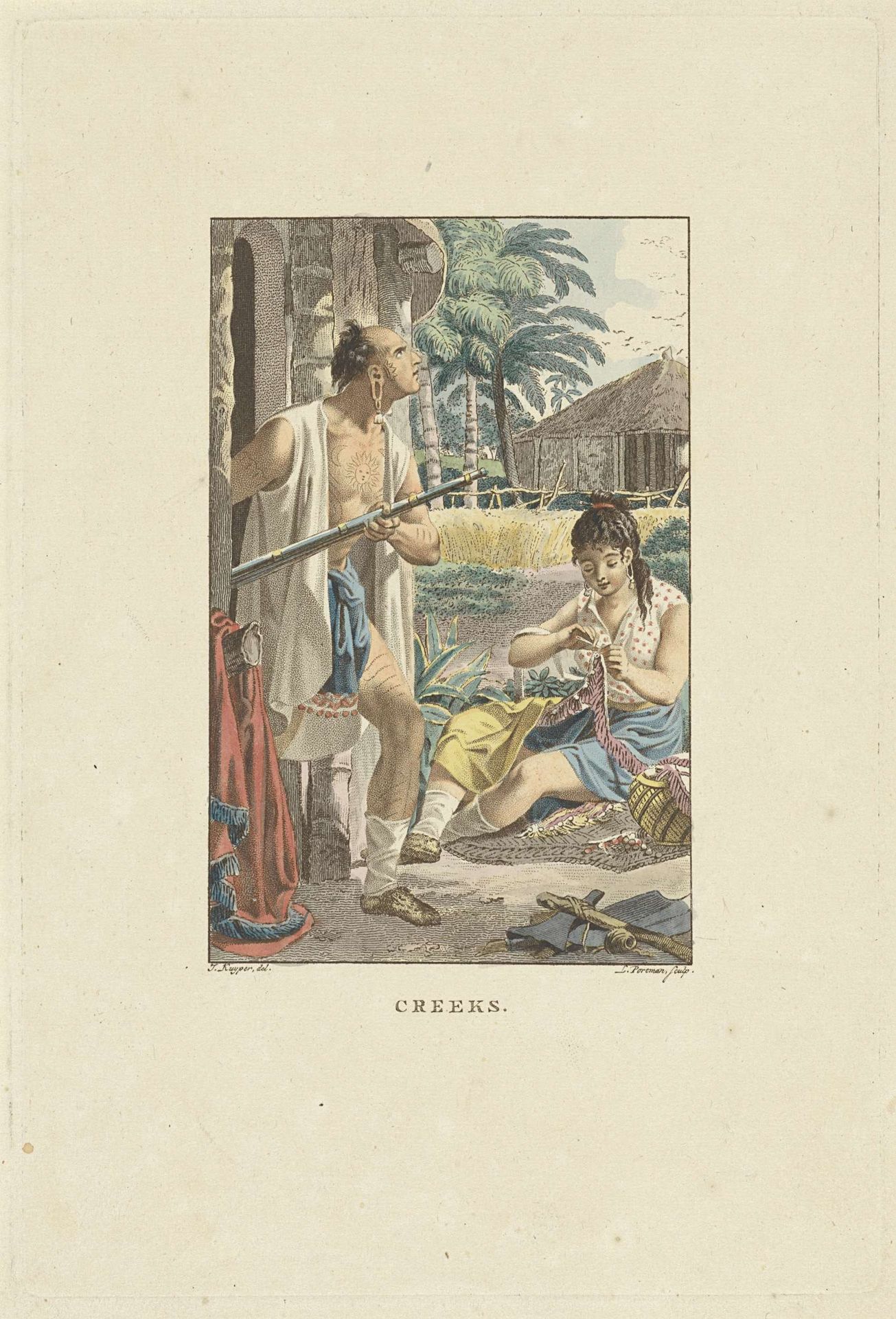 Echtpaar bij hun hut in het veld by Ludwig Gottlieb Portman