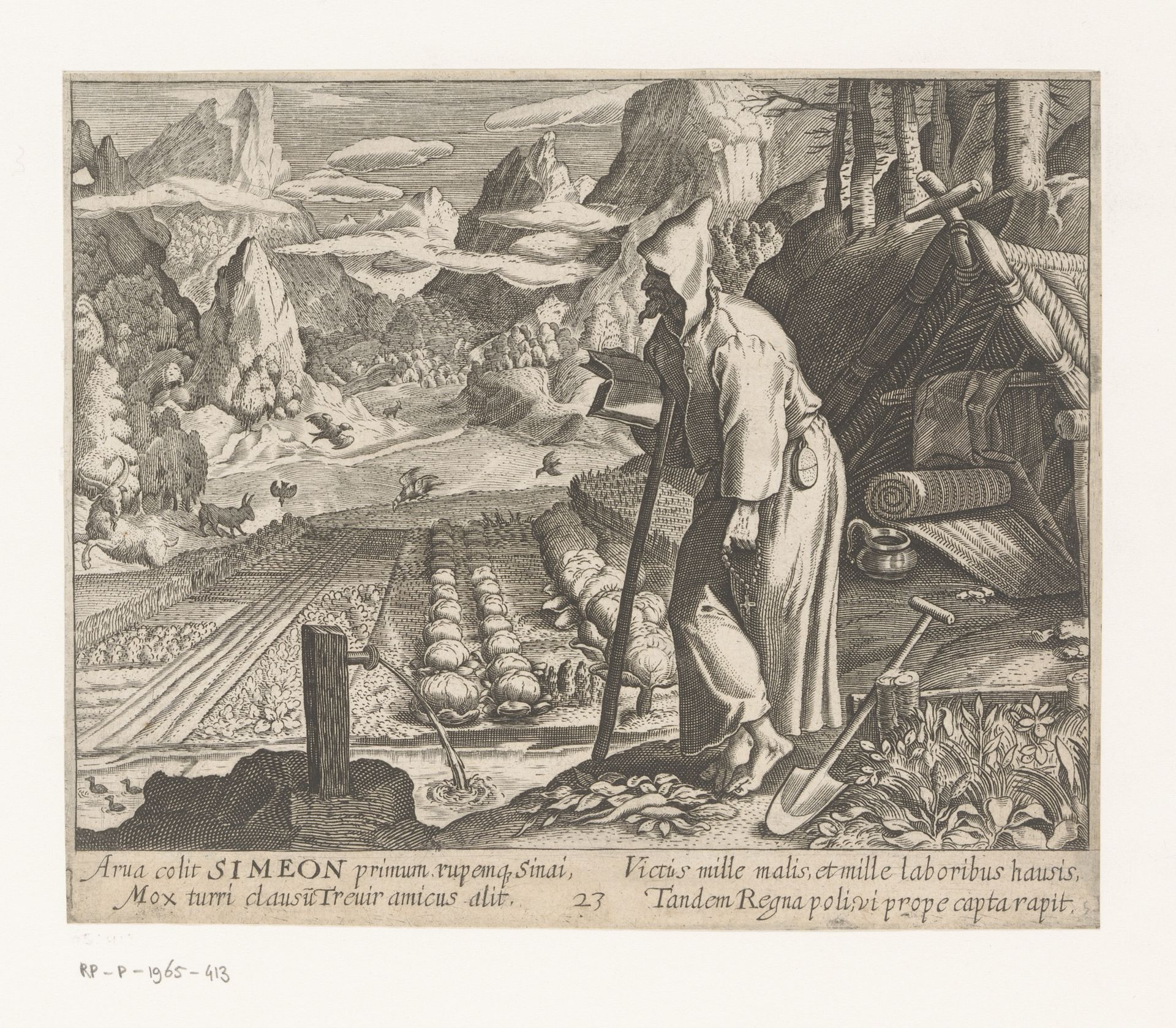 Heilige Simeon van Trier als kluizenaar by Charles van Boeckel