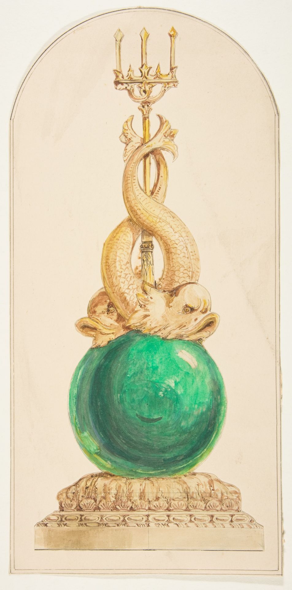 Ornament Design with a Trident and Two Fish by Anonymous