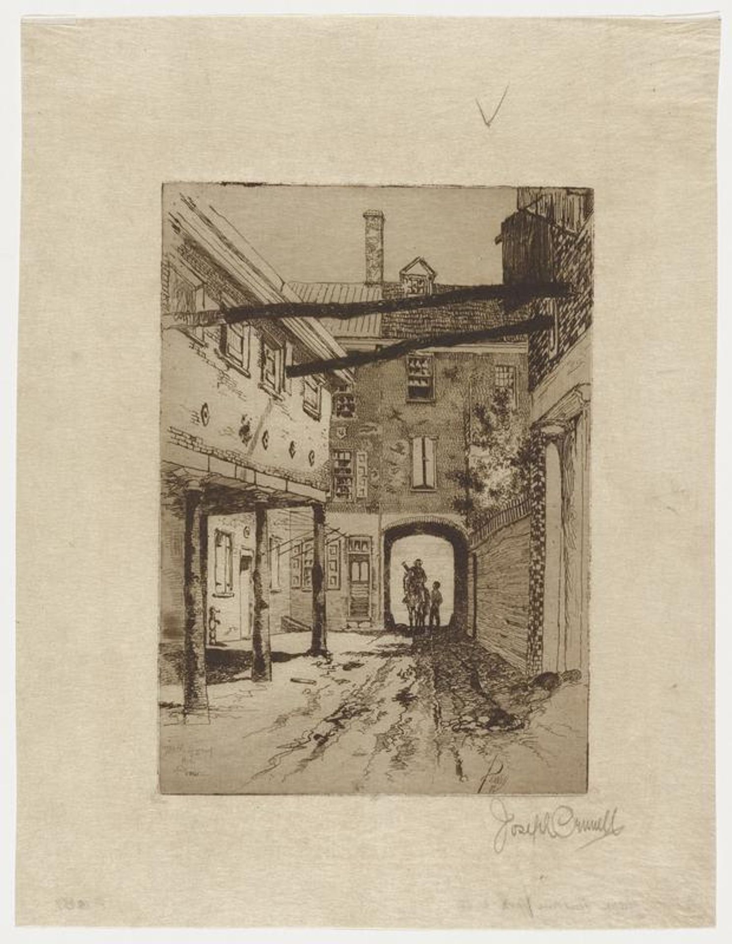 Plow Inn Yard by Joseph Pennell