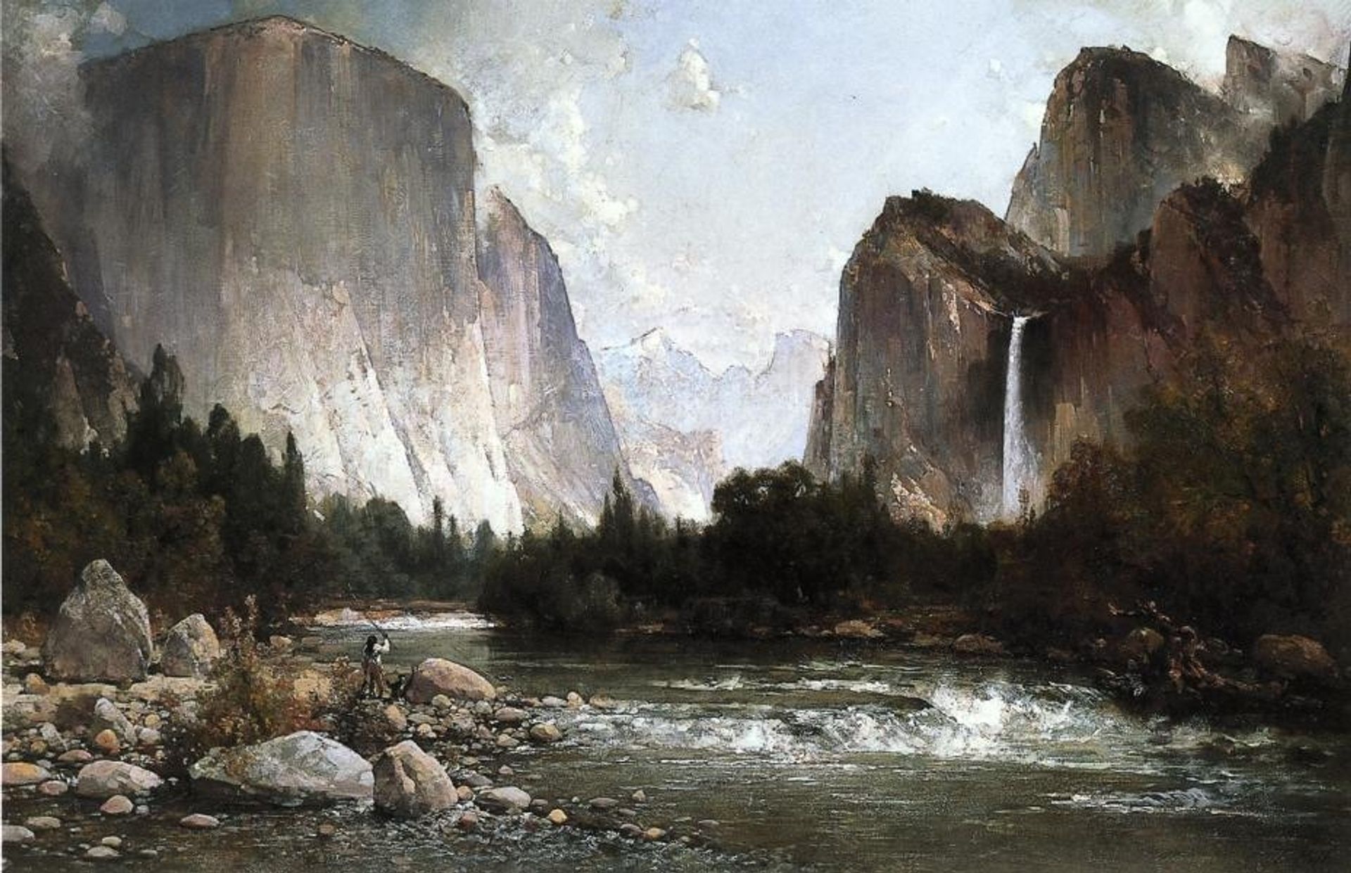 Piute Fishing on the Merced River, Yosemite Valley 1891 by Thomas Hill