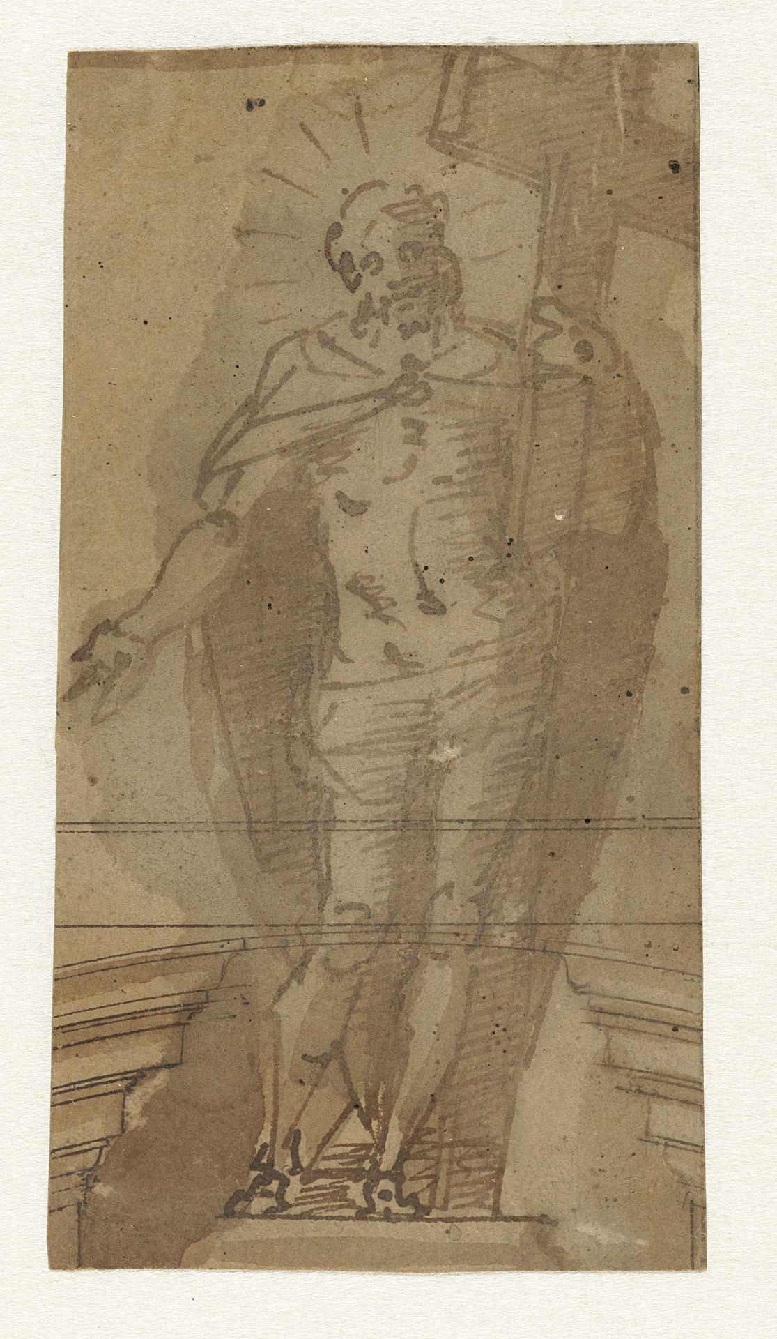 Christus staand met het Kruis by Luca Cambiaso