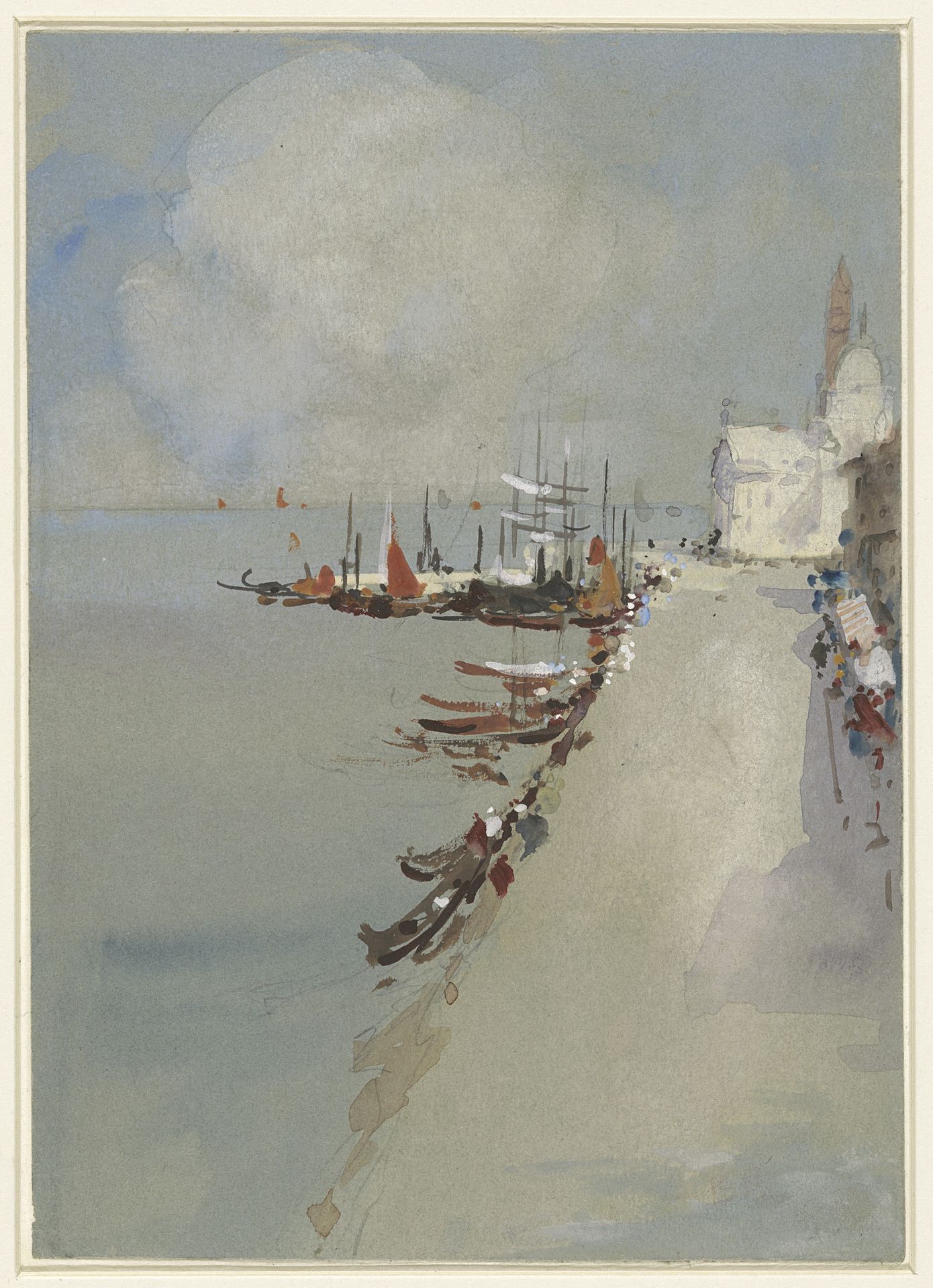 Gezicht te Venetië met het kanaal van Giudecca by Hercules Brabazon Brabazon
