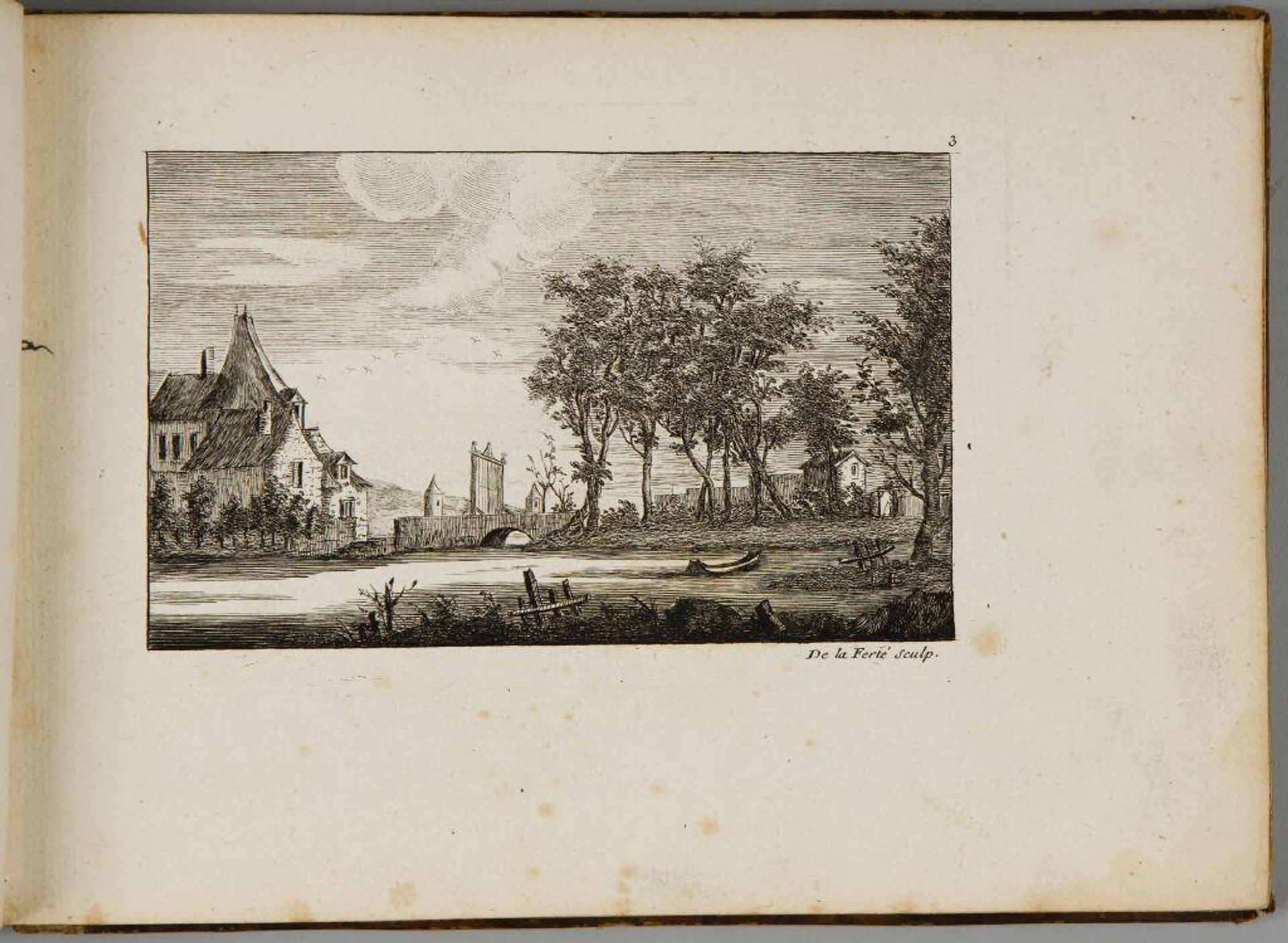 Riverview, a Village at Left and Grove of Trees at Right by Denis-Pierre-Jean Papillon de la FertÃ©
