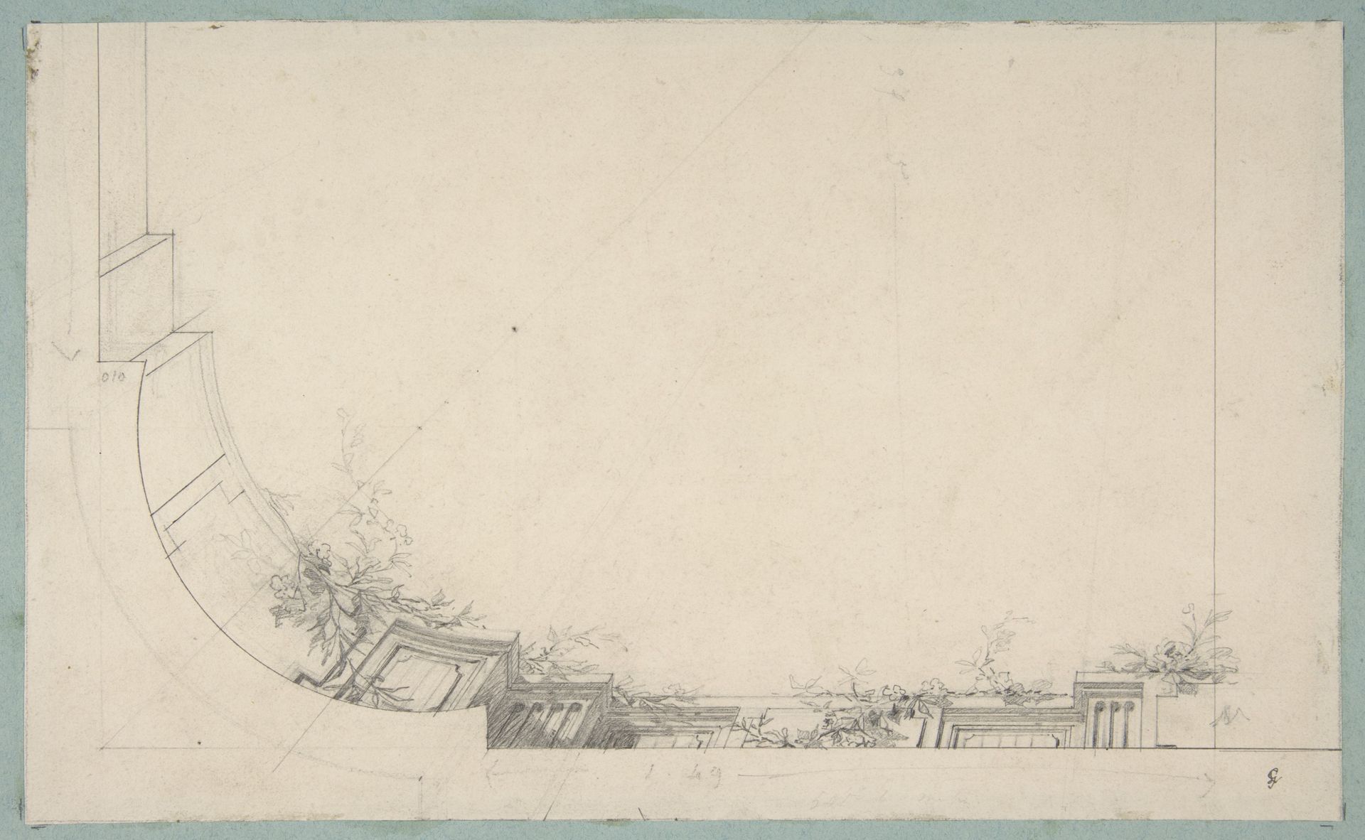 Partial design for a ceiling decorated with a trompe l'oeil balustrade by Jules-Edmond-Charles Lachaise