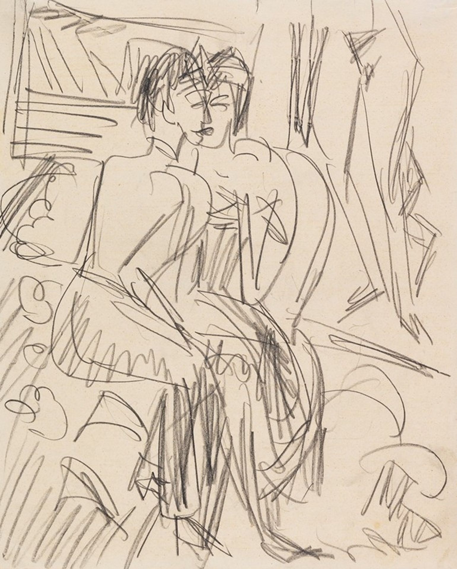 Erna und Gerda im Atelier by Ernst Ludwig Kirchner