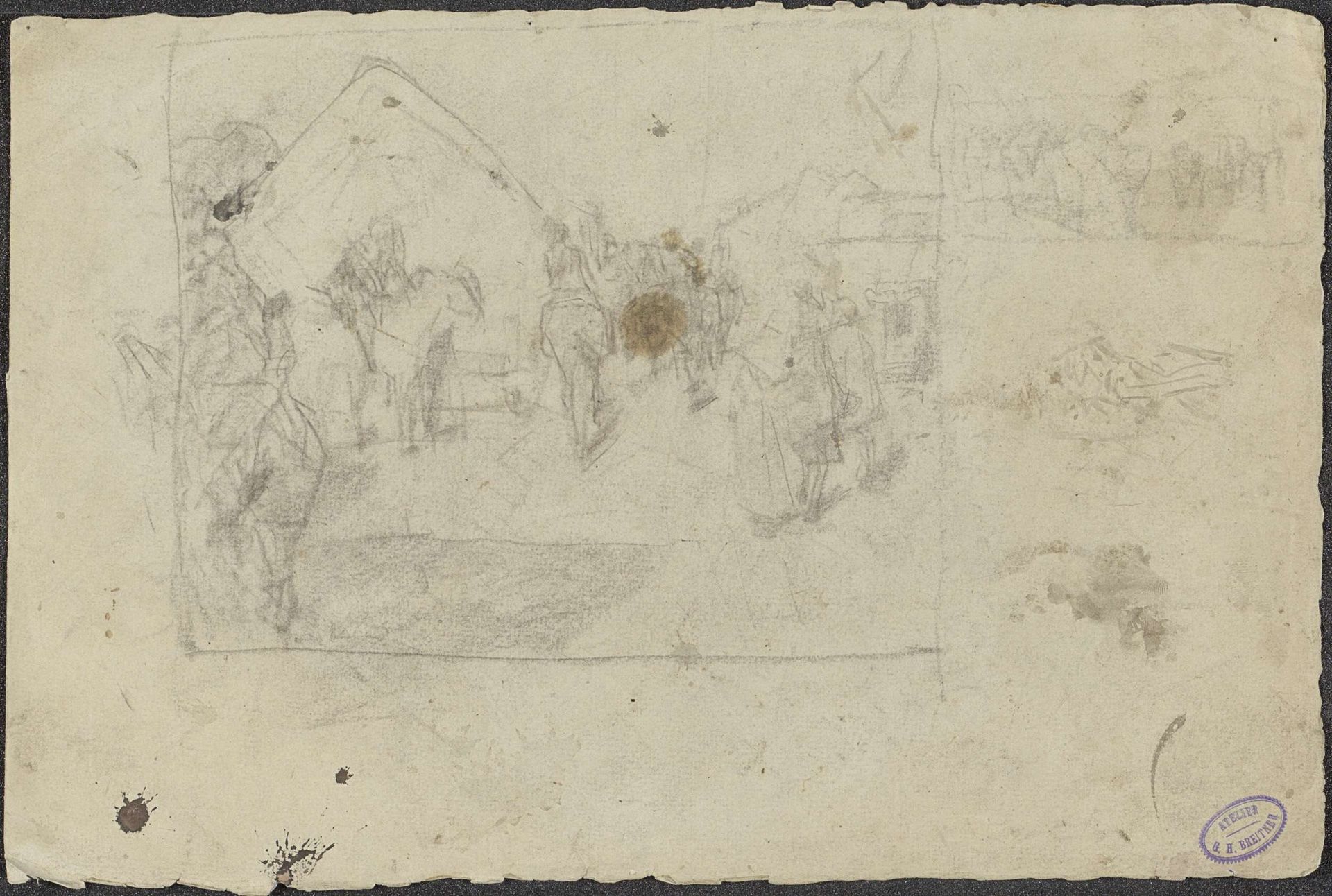 Cavaleristen op een dorpsweg by George Hendrik Breitner