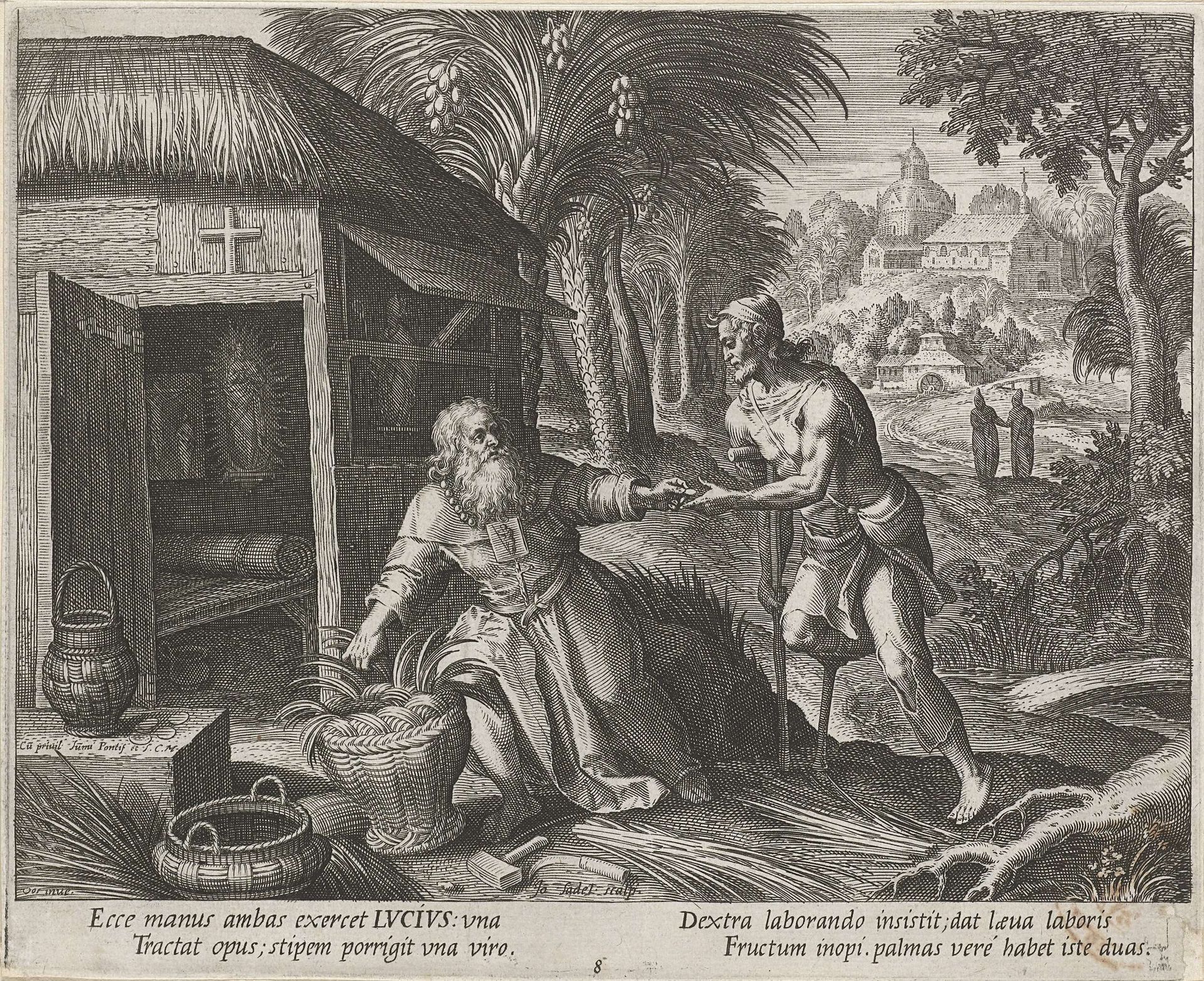 Heilige Lucius als kluizenaar by Johann Sadeler I