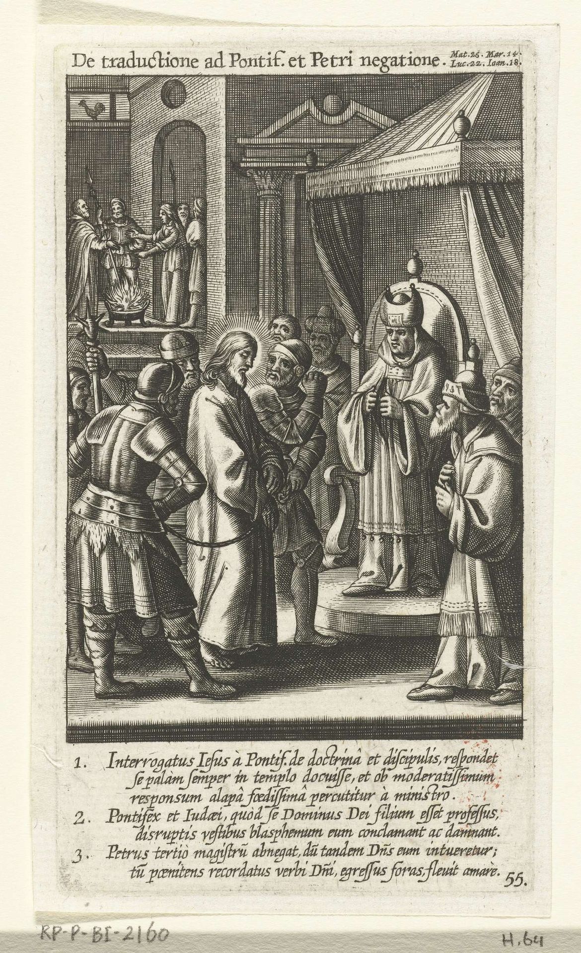 Christus voor Annas en de verloochening van Petrus by Boëtius Adamsz. Bolswert