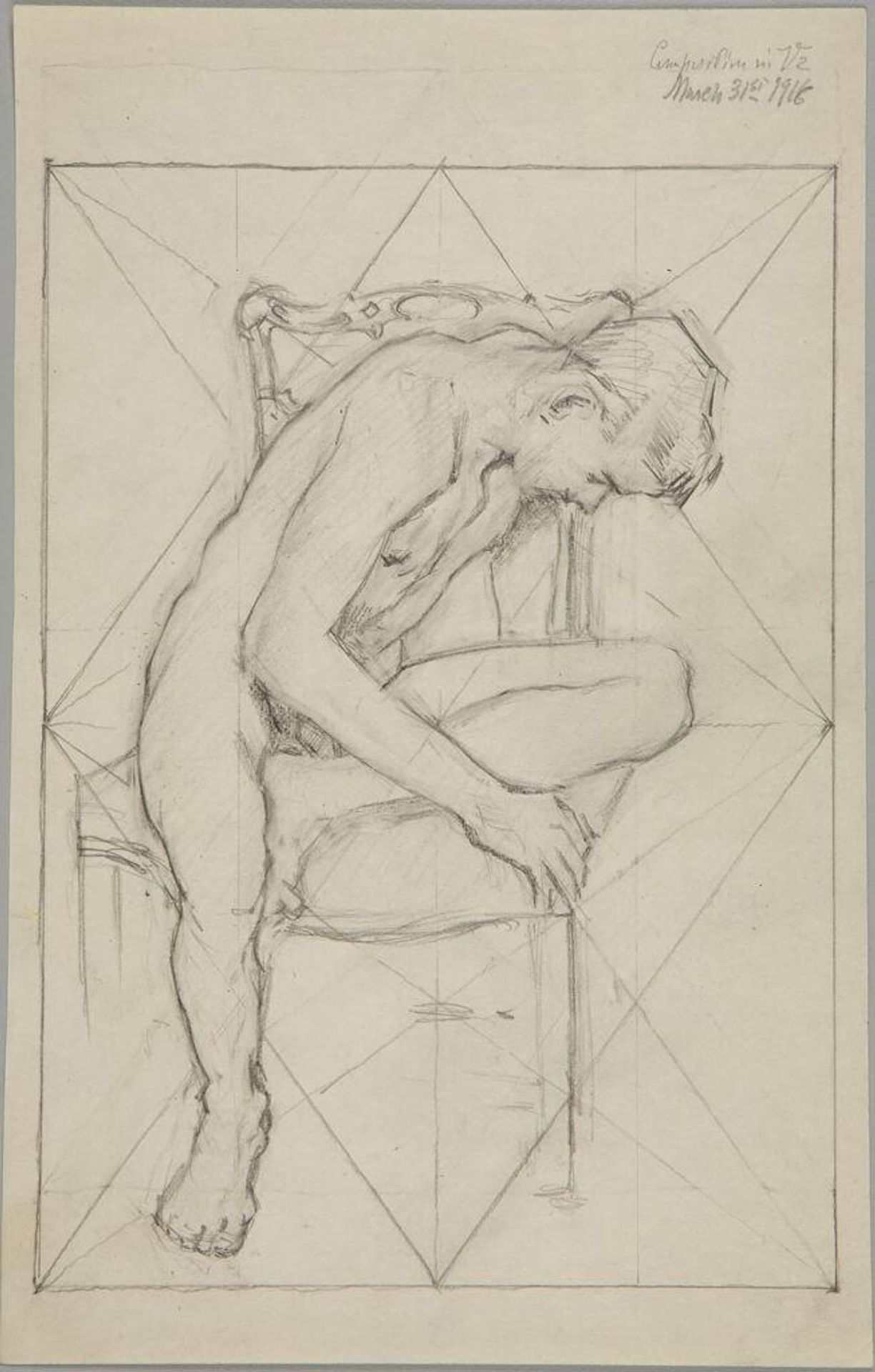 Seated Male Nude with Left Leg Bent by Denman Waldo Ross