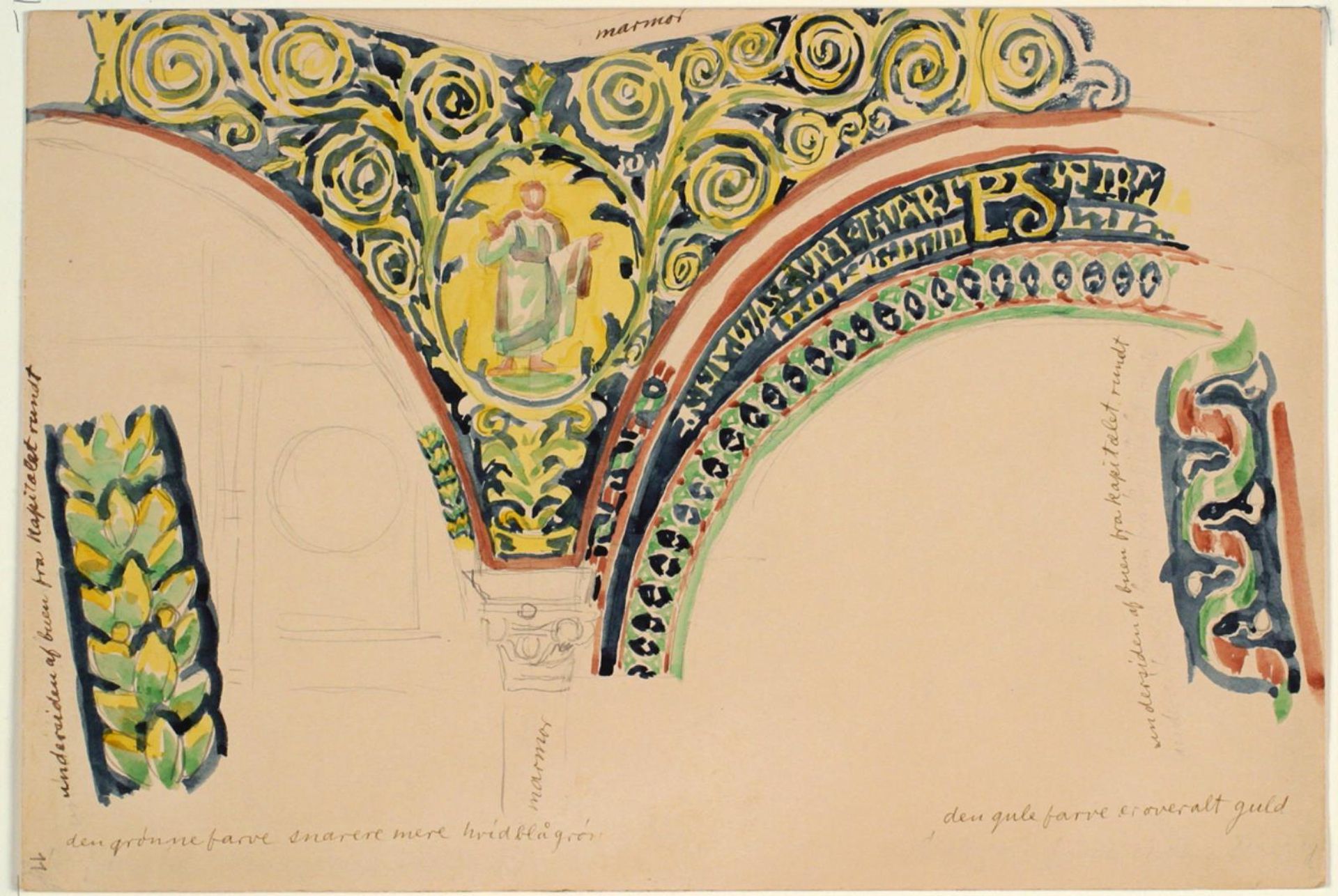 Studier af oldkristne motiver, samt notater. Ravenna by Niels Larsen Stevns