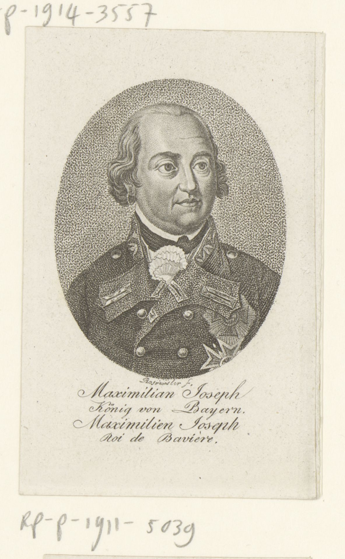 Portret van Maximiliaan III Jozef, keurvorst van Beieren by Friedrich Rossmässler