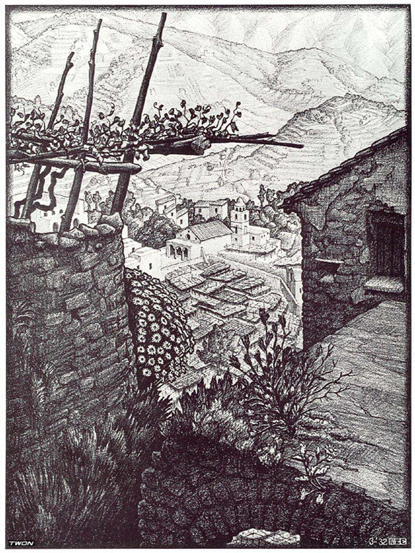 The Hamlet of Turello, Southern Italy by M.C. Escher