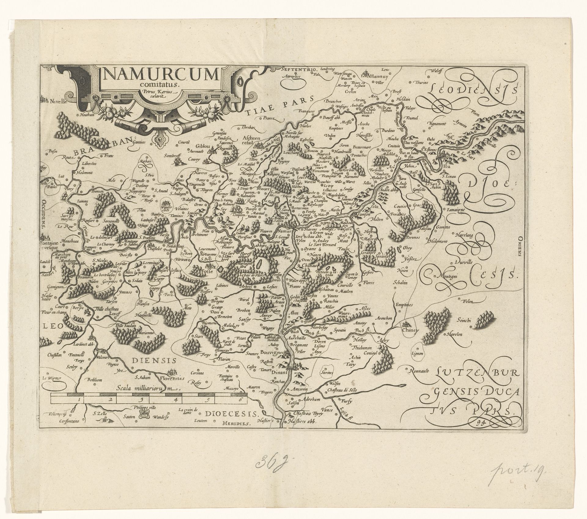 Kaart van het graafschap Namen by Pieter van der Keere