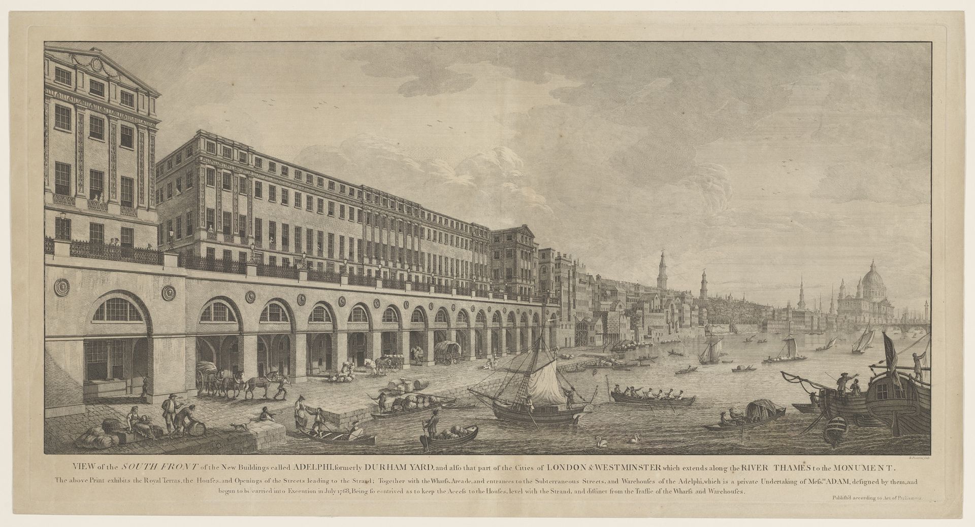 Adelphi vanaf de Thames te Londen by Benedetto Pastorini