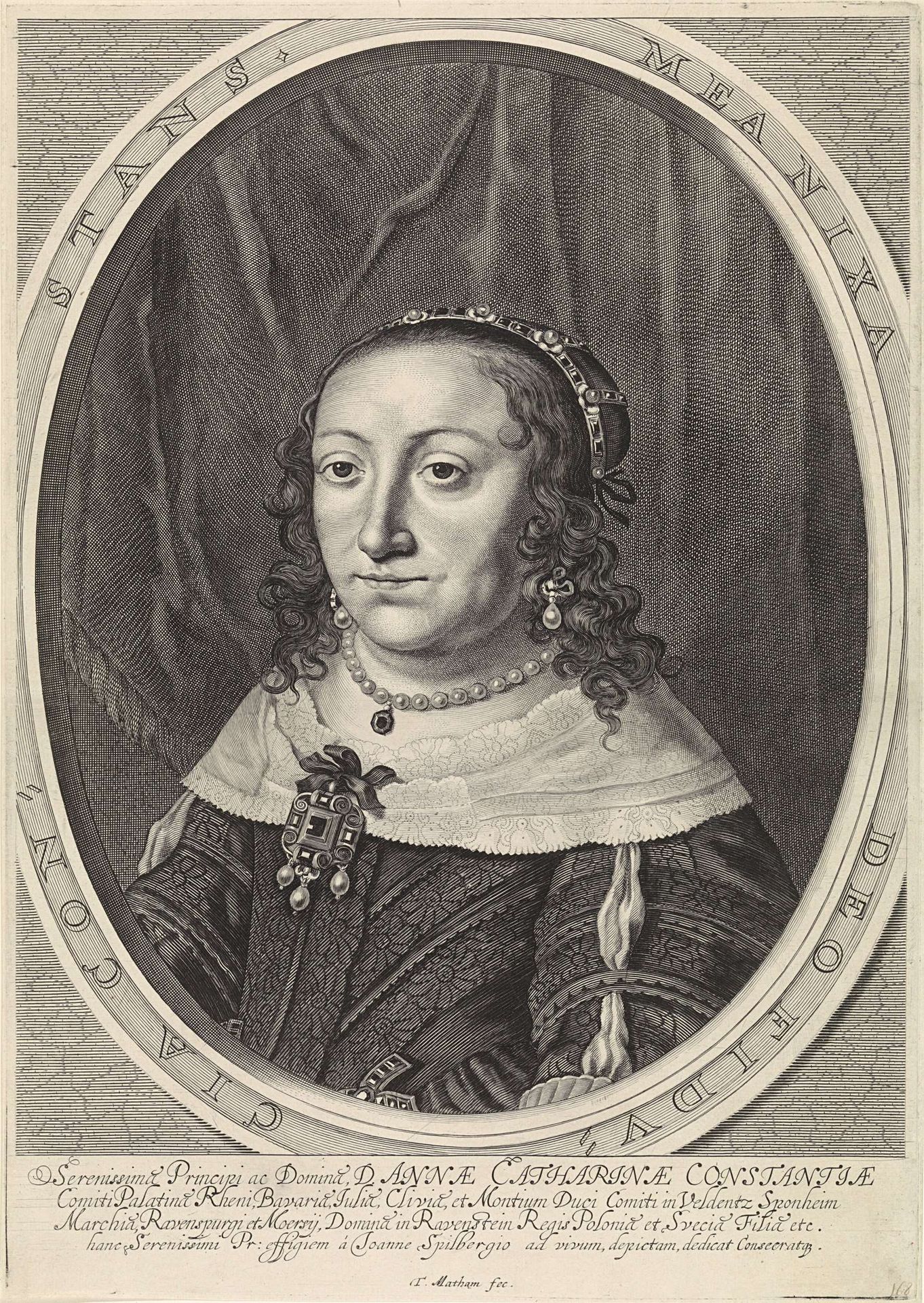 Portret van Anna Catharina Constance, paltsgravin van Palts-Neuburg by Theodor Matham