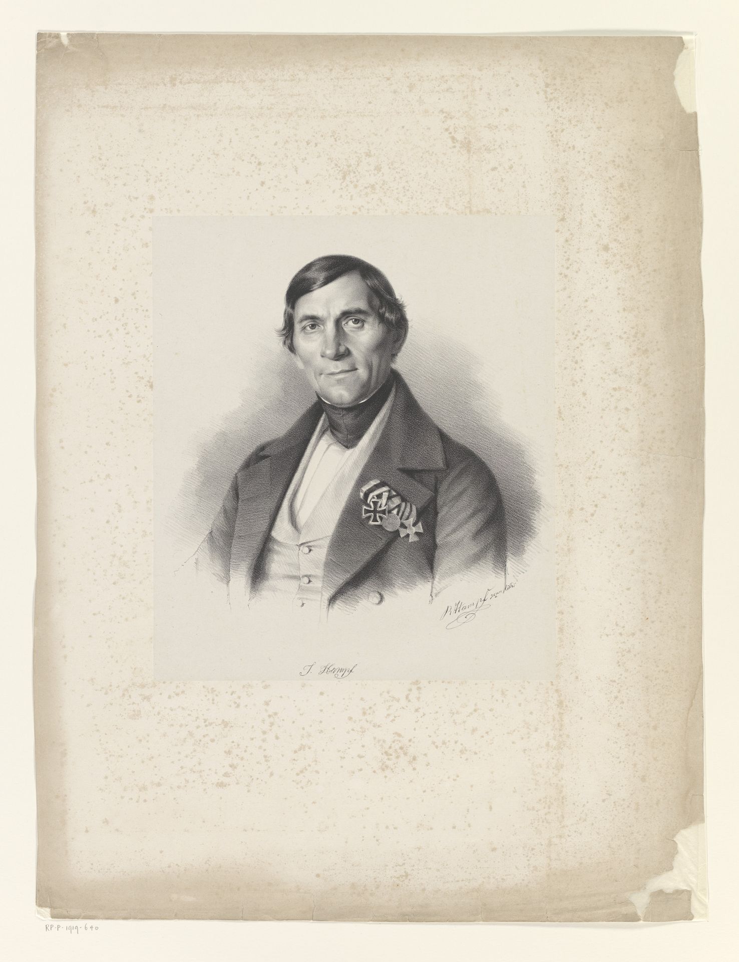 Portret van een onbekende man, mogelijk I. Hampf by Carl Friedrich Rudolf Hampf