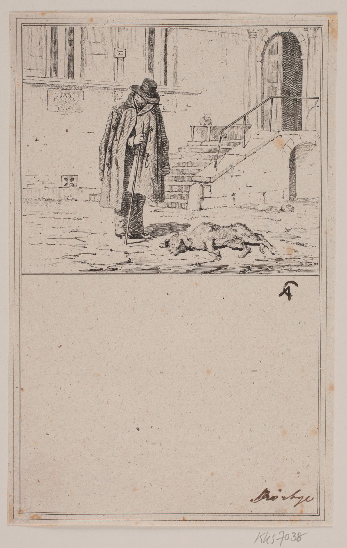 Den døde hund. Nr. 2 i Chr. Winther og M. Rørbye, "25 Billeder for små børn" by Adolph Kittendorff