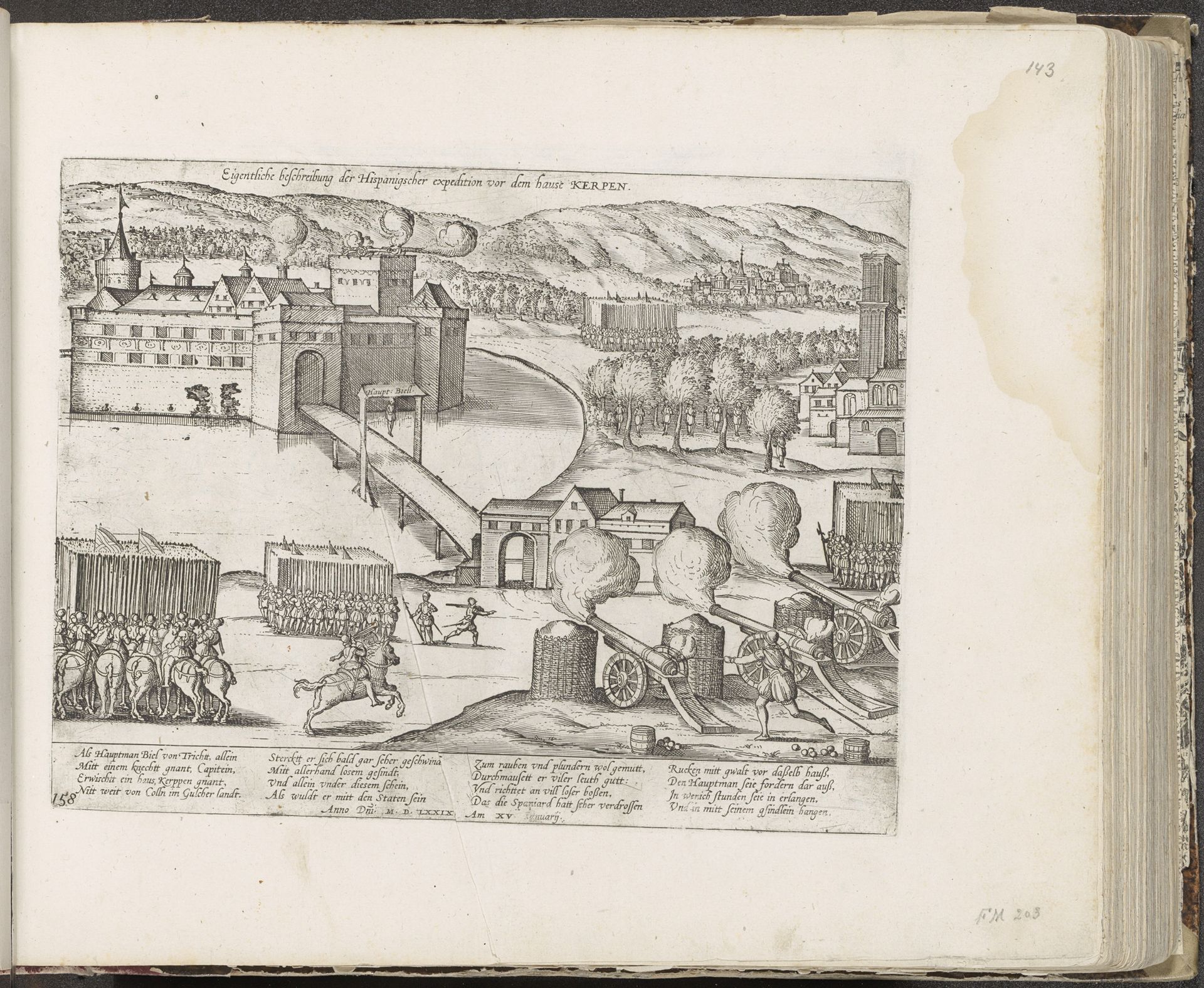 Hoofdman Biel te Kerpen opgehangen, 1579 by Frans Hogenberg