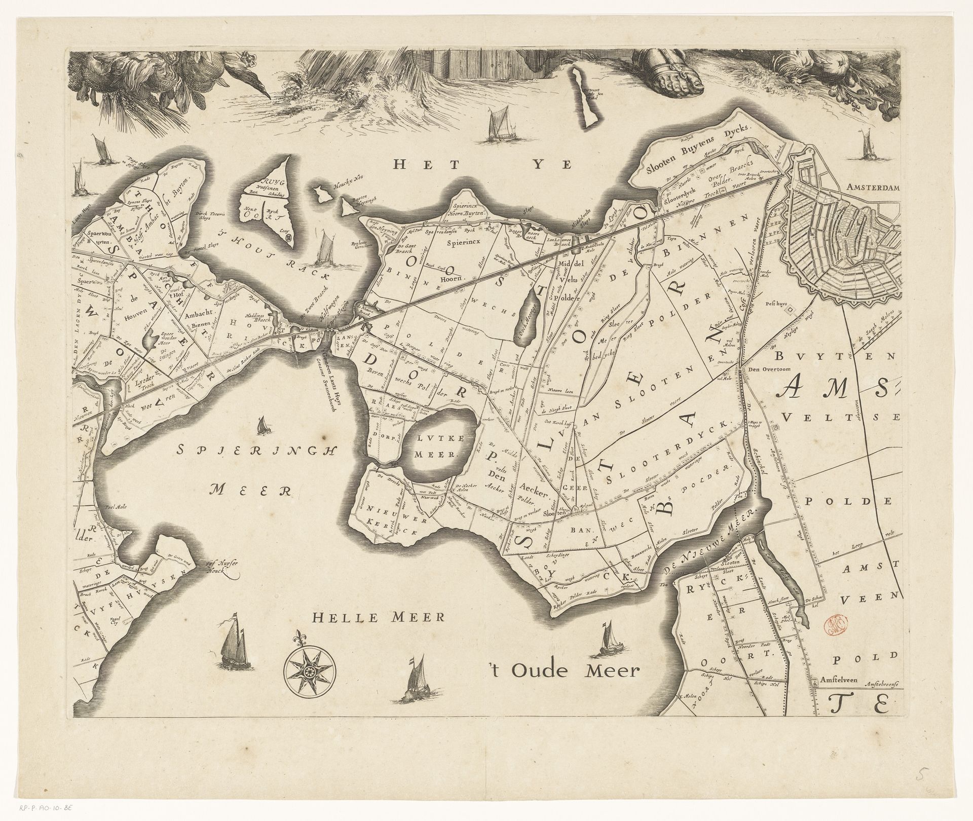 Kaart van het Hoogheemraadschap van Rijnland (vijfde deel) by Cornelis (I) Danckerts