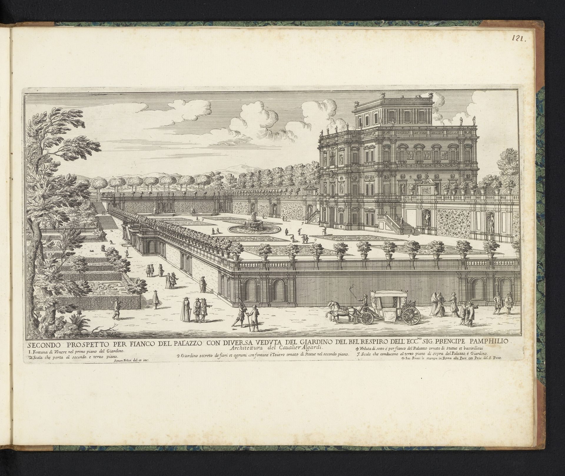 Gezicht op de Villa Doria Pamphilj en tuinen te Rome by Giovanni Battista Falda