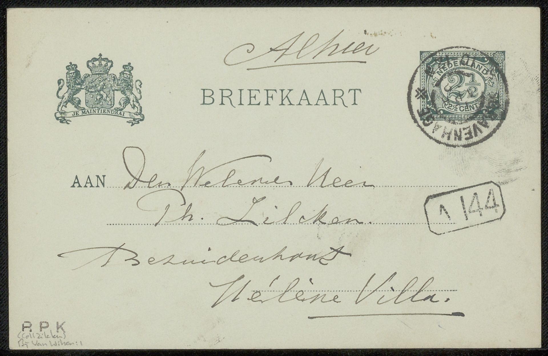 Briefkaart aan Philip Zilcken by Salomon van Witsen