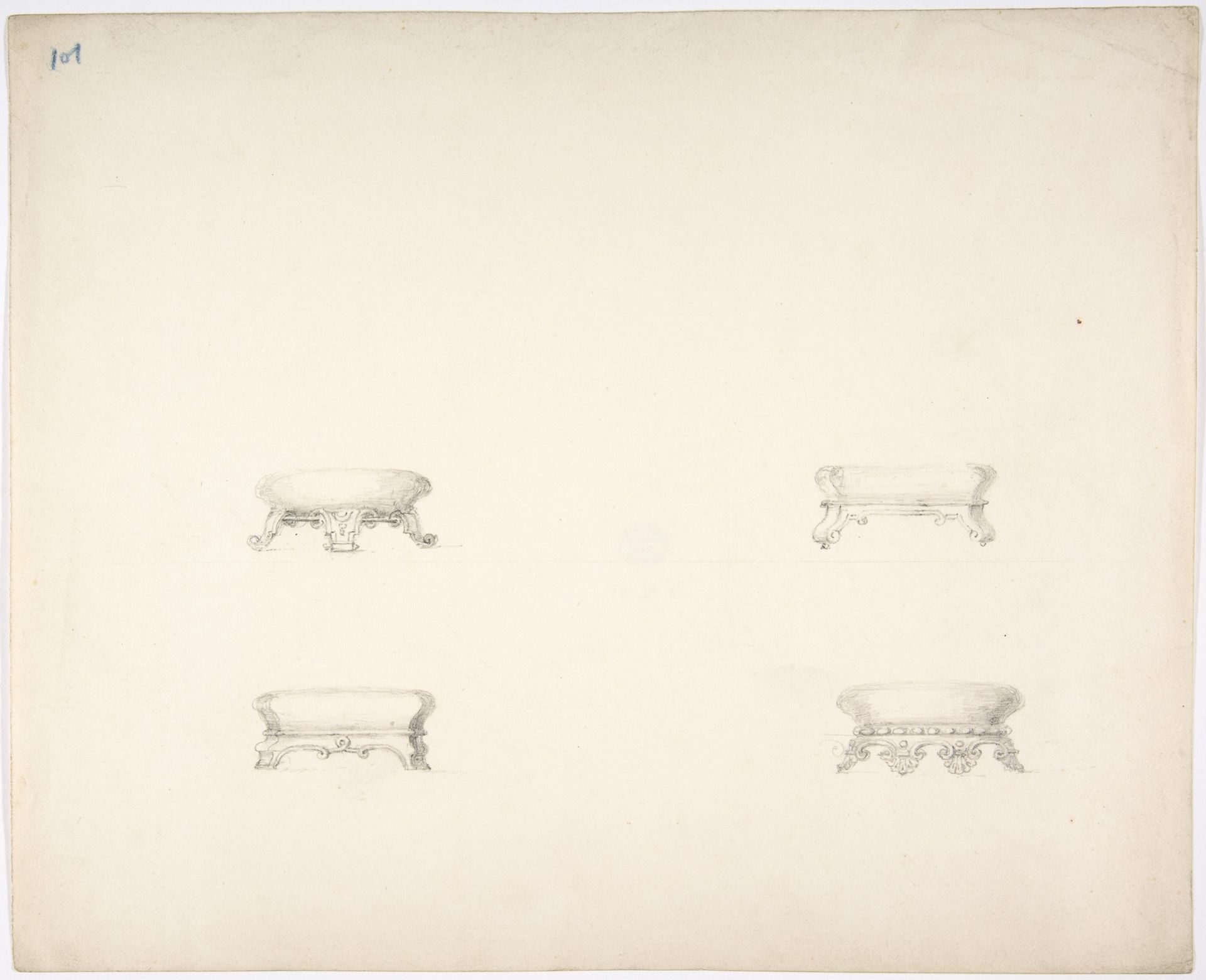 Design for Four Footstools by Anonymous