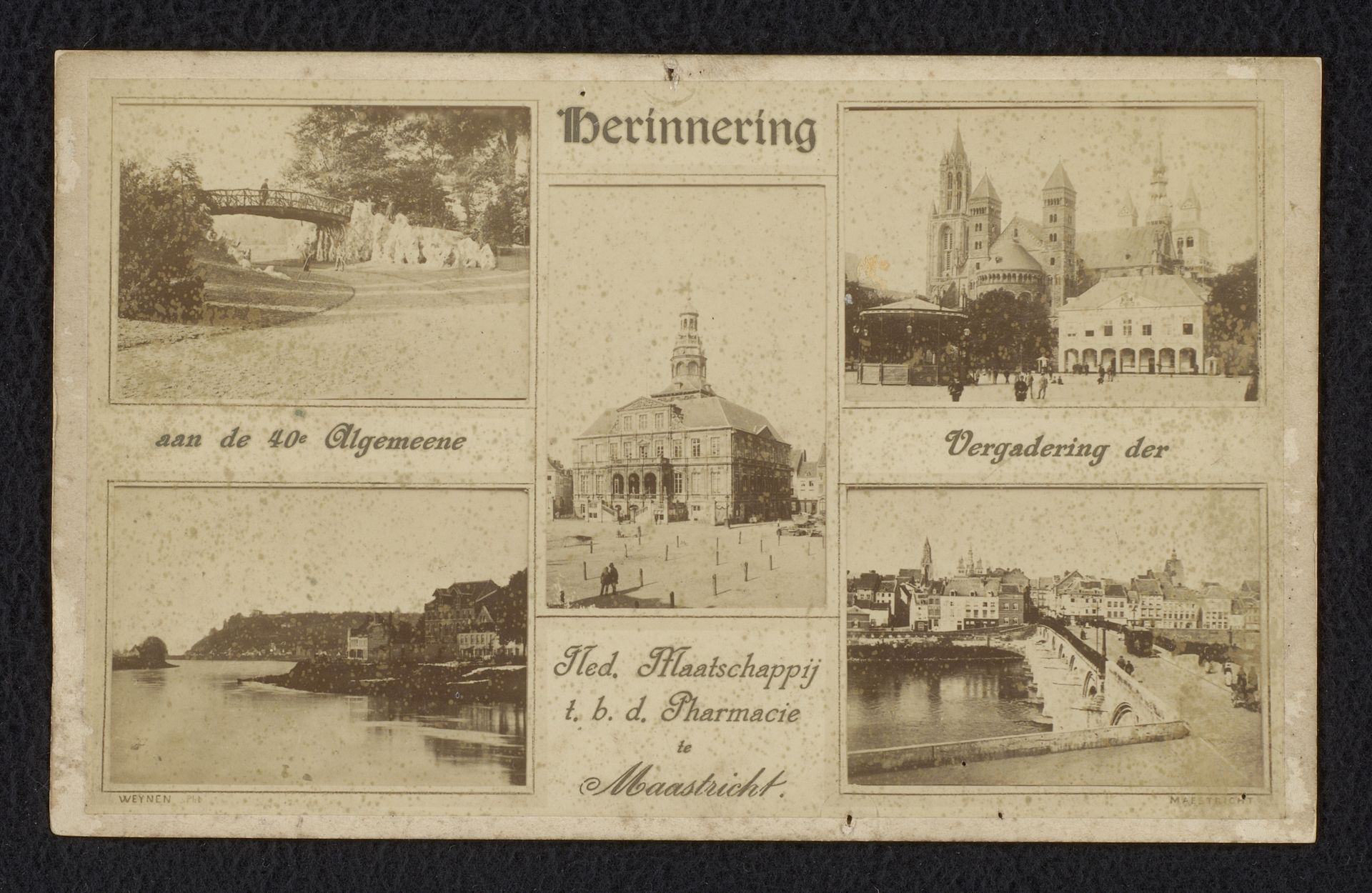 Menukaart voor het diner van de 40e Algemeene Vergadering der Ned. Maatschappij t.b.d. Pharmacie' in Maastricht by Théodor Weijnen