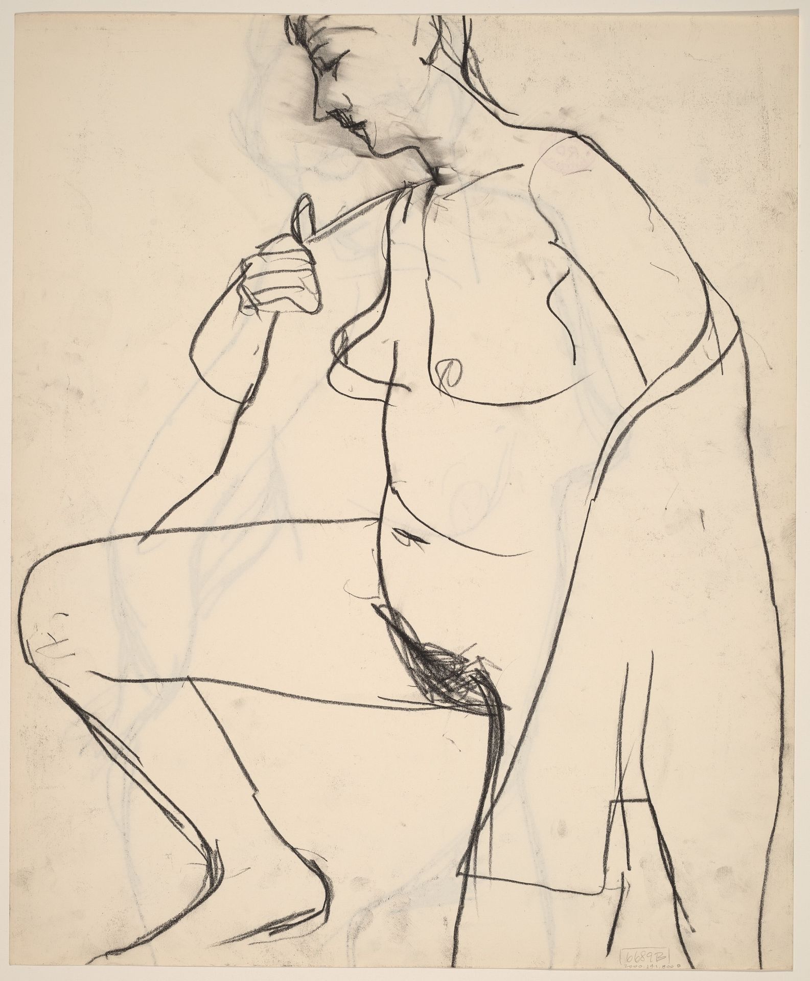 Untitled [nude with shirt pulled over her shoulder] [verso] by Richard Diebenkorn