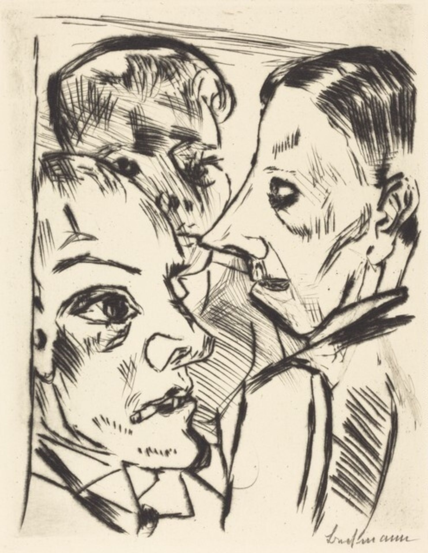 Mr. Muller, I and the Barmaid (Herr Müller, ich und die Bufettmamsell) by Max Beckmann