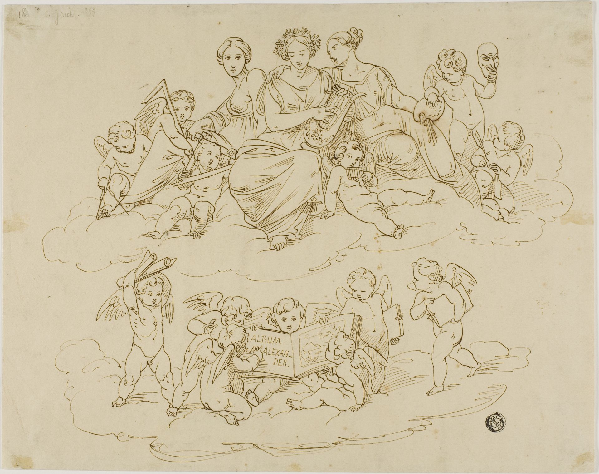 Three Muses (Urania, Terpsichare and Thalia) with Putti by Anonymous