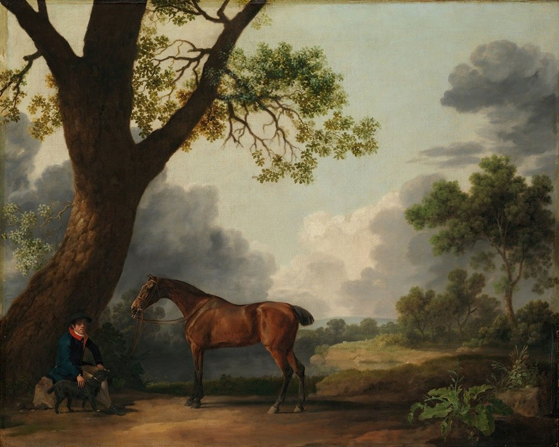 The Third Duke of Dorset’s Hunter with a Groom and a Dog by George Stubbs