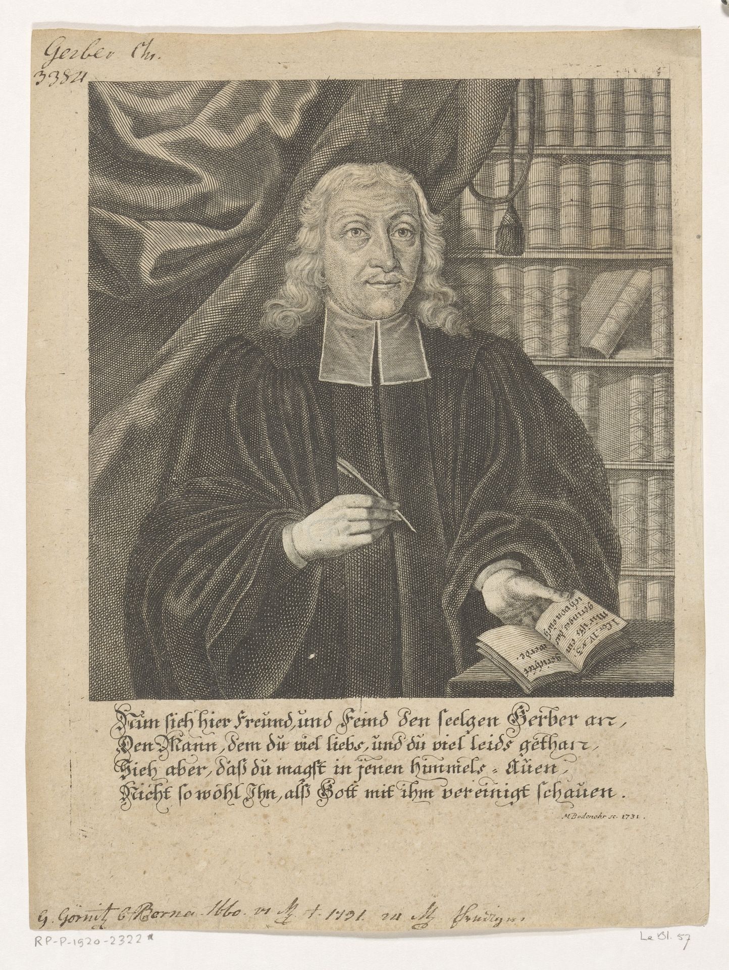 Portret van Christian Gerber by Moritz Bodenehr