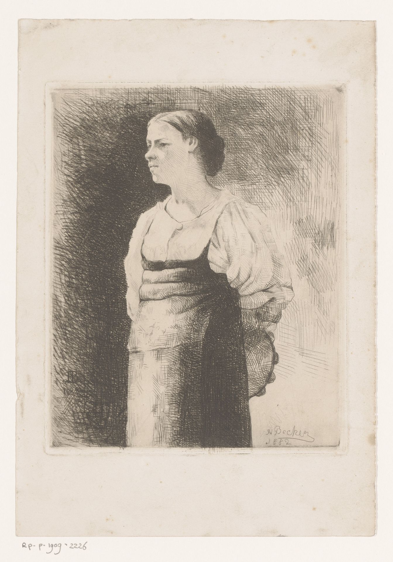 Jonge vrouw met tamboerijn by H. Becker