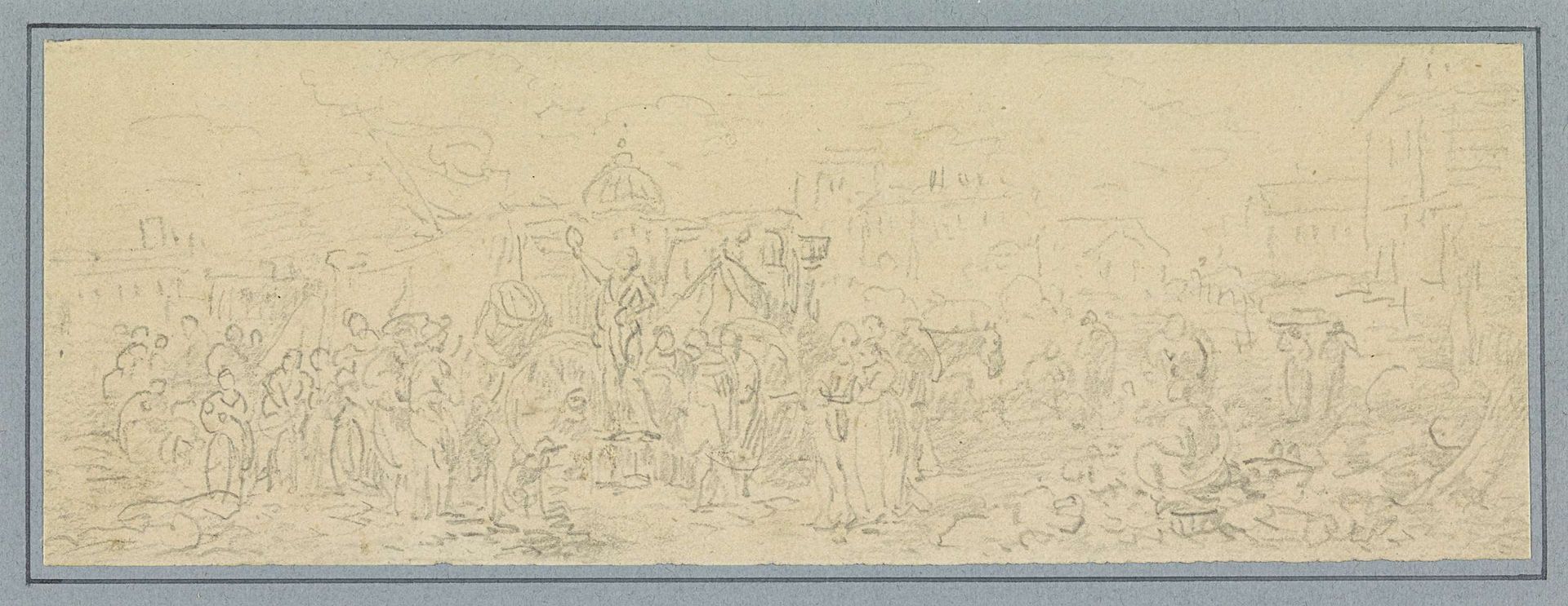 Markt met veel figuren by Jean Louis Demarne
