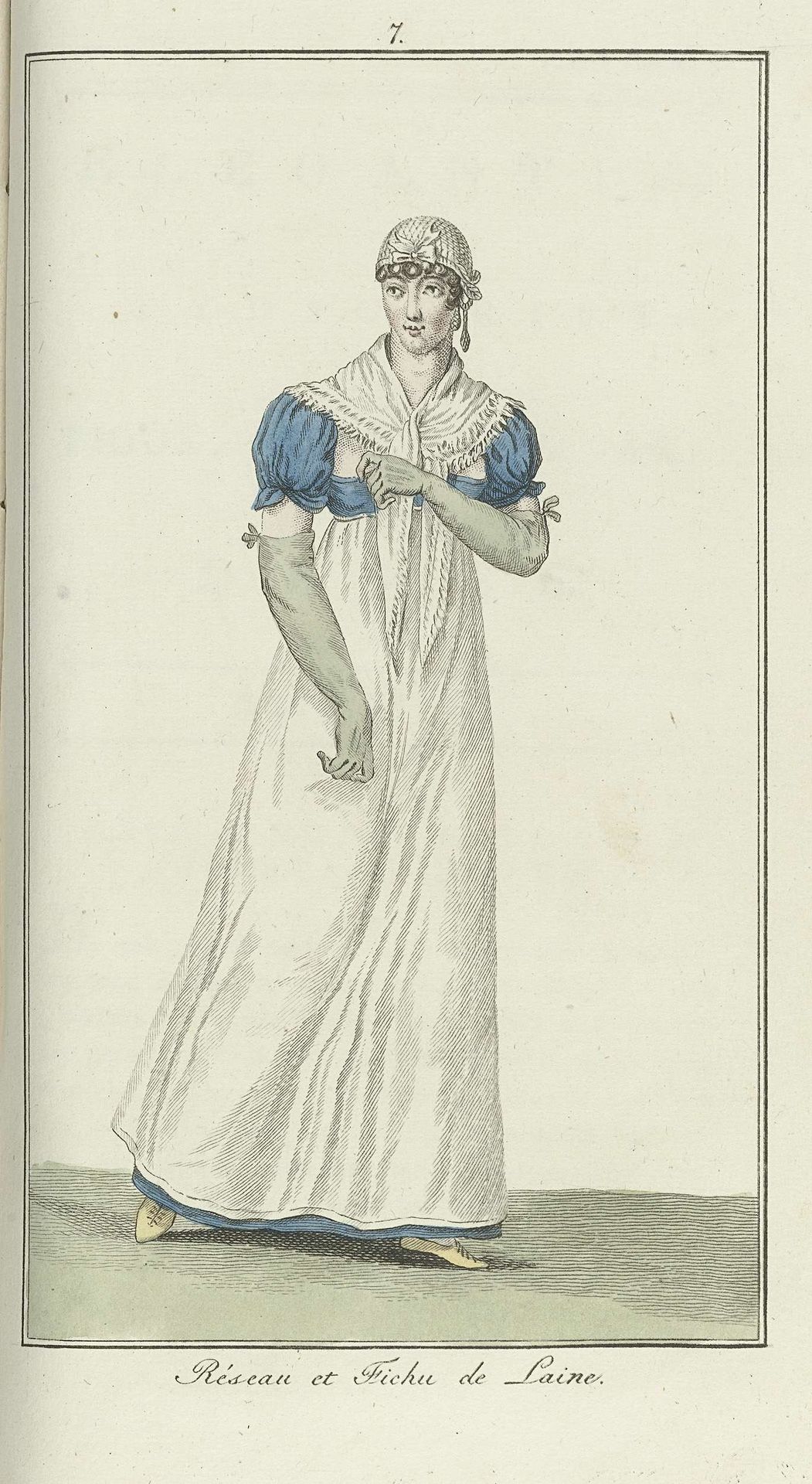 Elegantia, of tijdschrift van mode, luxe en smaak voor dames, Maart 1807, No. 7: Réseau et Fichu de Laine by Anonymous