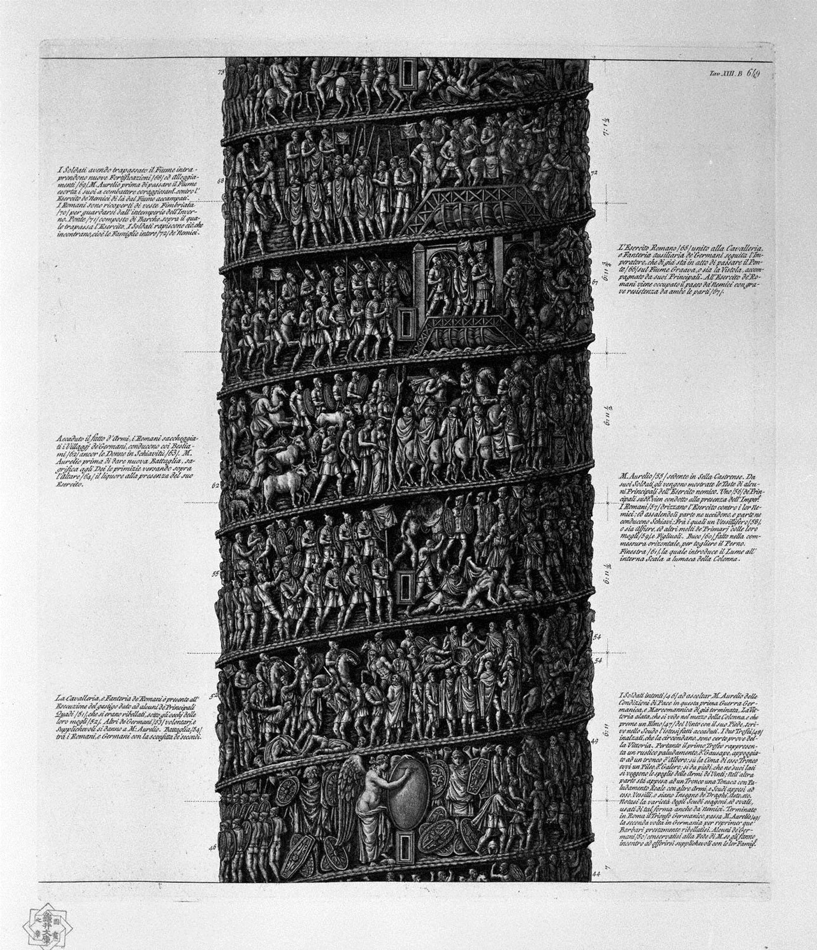 View of main facade of the Antonine column, in six tables by Giovanni Battista Piranesi