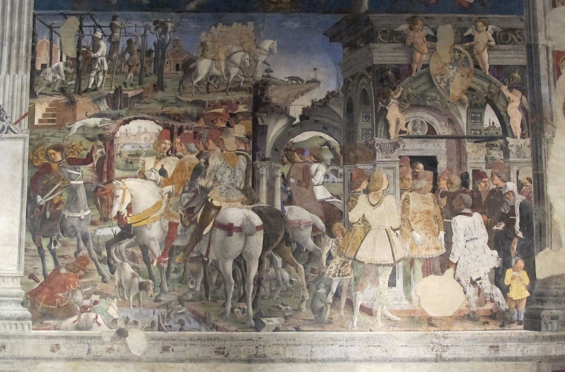 Allegory of March – Triumph of Minerva and Sign of Aries. Frescos in Palazzo Schifanoia (detail) by Francesco del Cossa