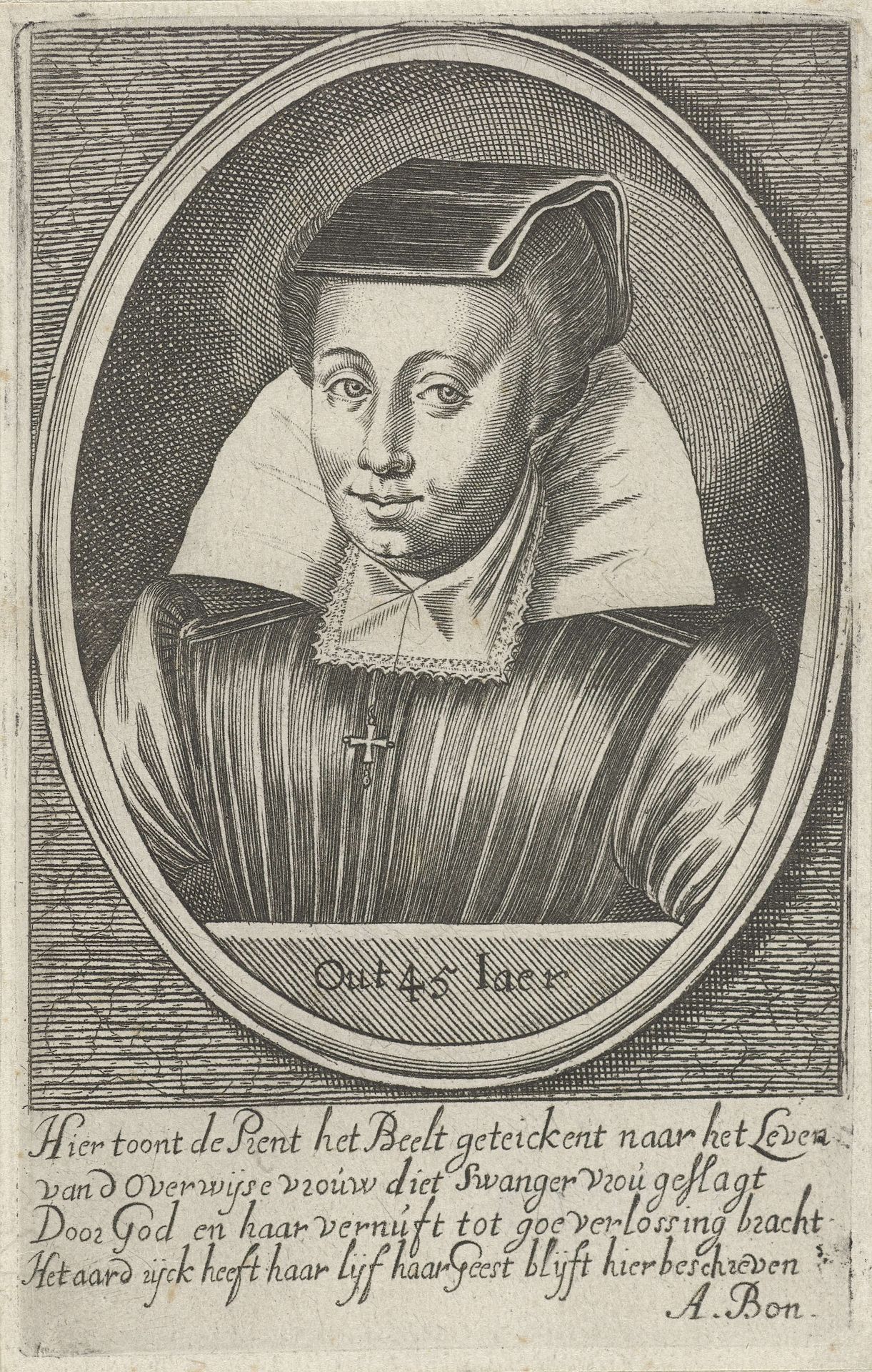 Portret van een vroedvrouw by Crispijn van den Queborn