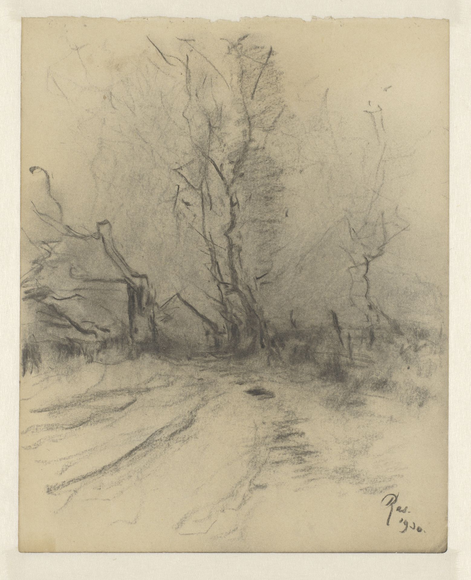 Landweg met woningen by Pieter H.J.J. Ras