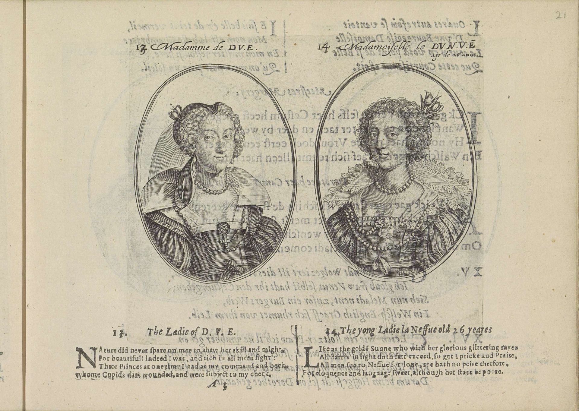 Portretten van de courtisanes genaamd Madame de D.V.E. en Mademoiselle La Neffue by Crispijn van de (II) Passe