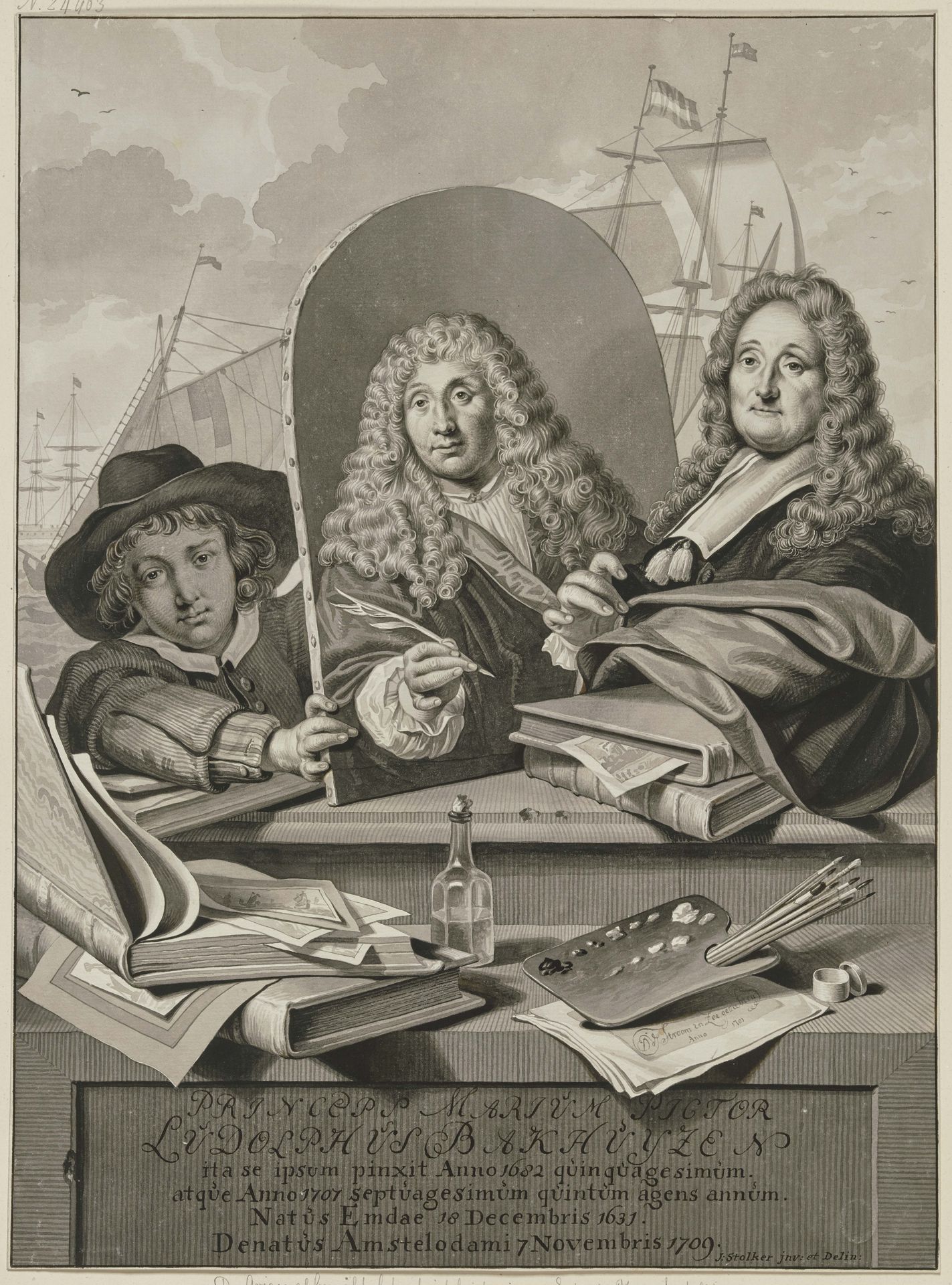 Princeps Marium Pictor Ludolphus Bakhuisen ita seipsum pinxit by Jan Stolker