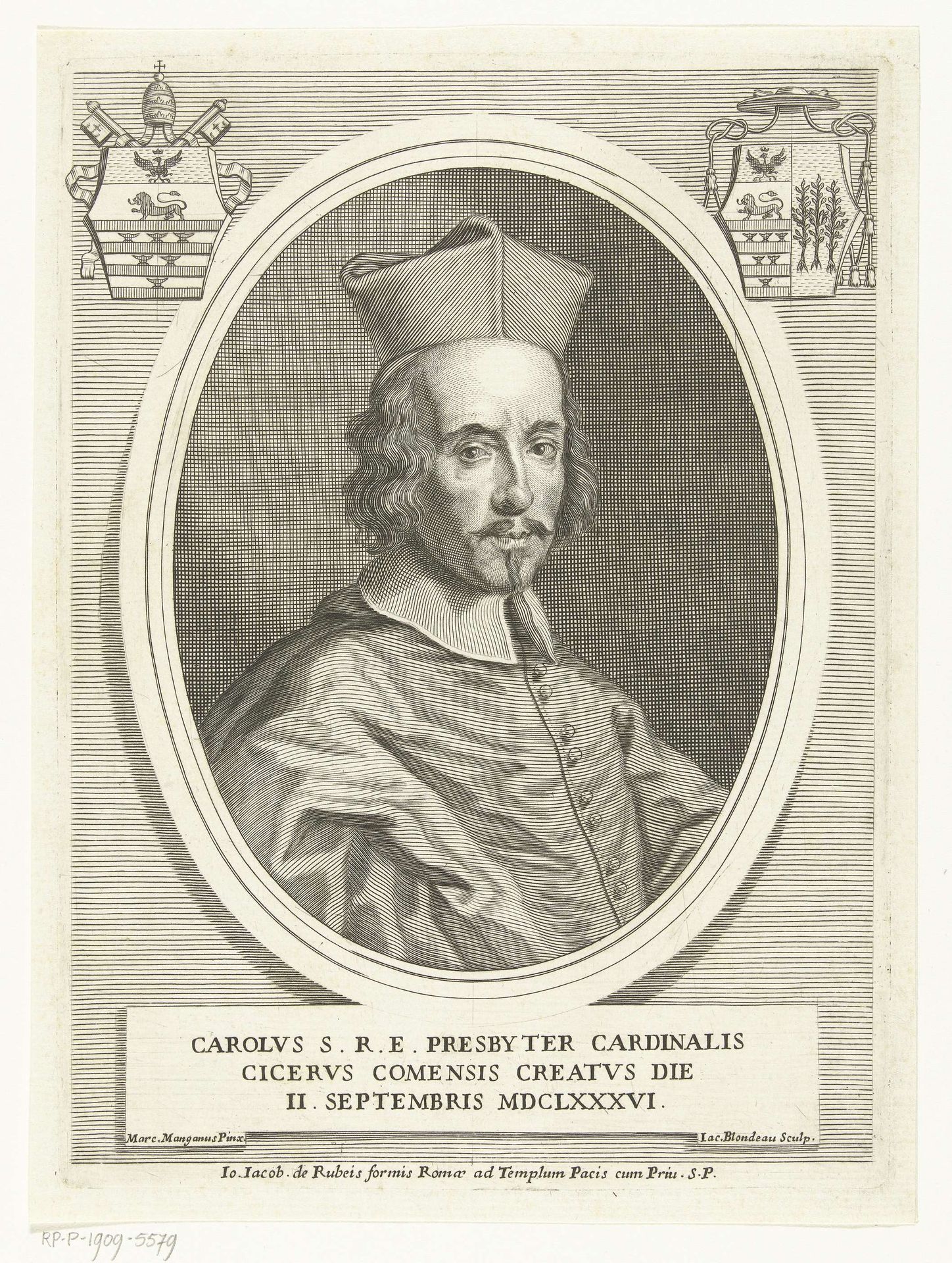 Portret van kardinaal Carlo Stefano Anastasio Ciceri by Jacques Blondeau