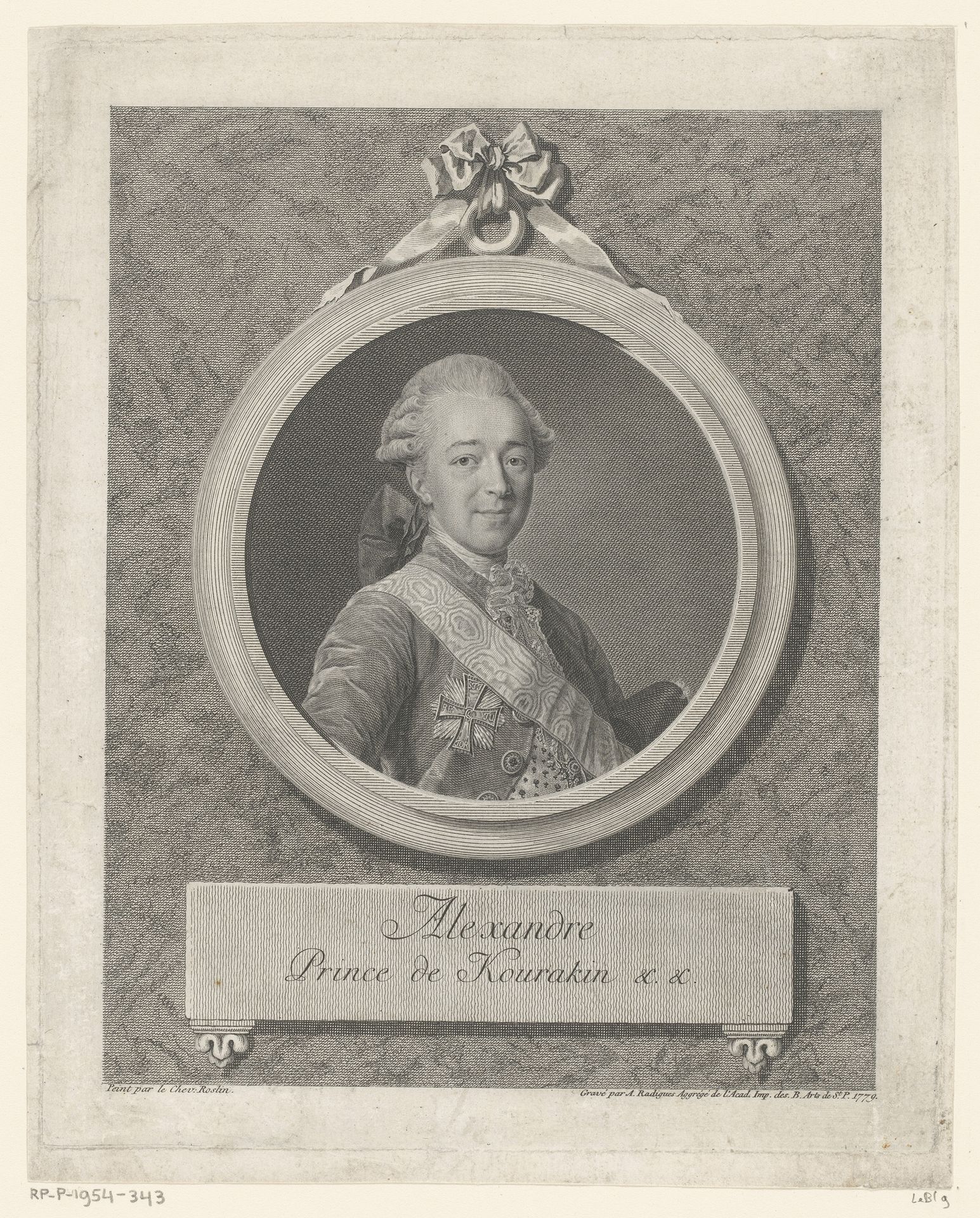 Portret van Alexander Kurakin by Antoine Radigues