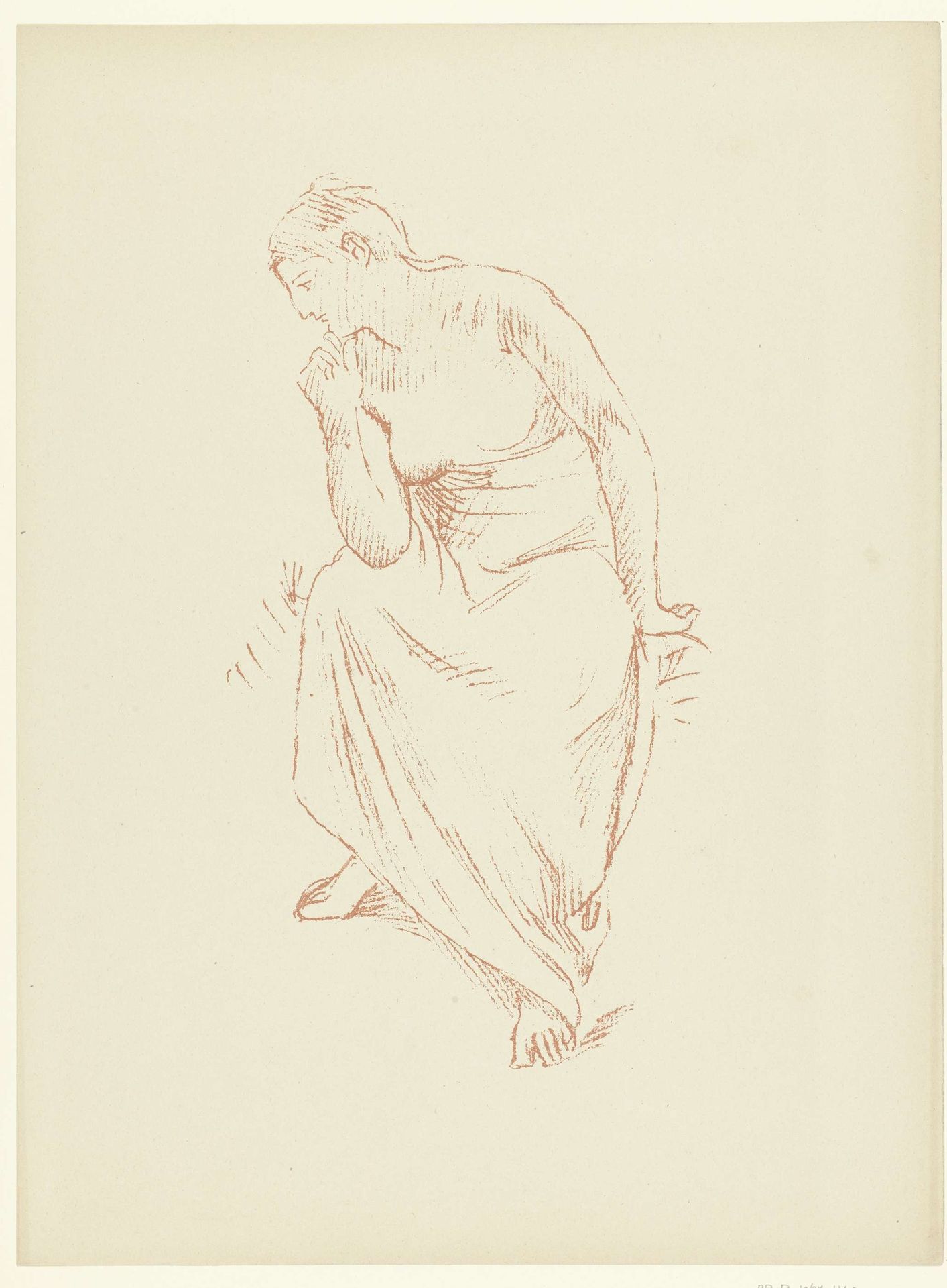 Zittende halfnaakte vrouw by Pierre Puvis de Chavannes
