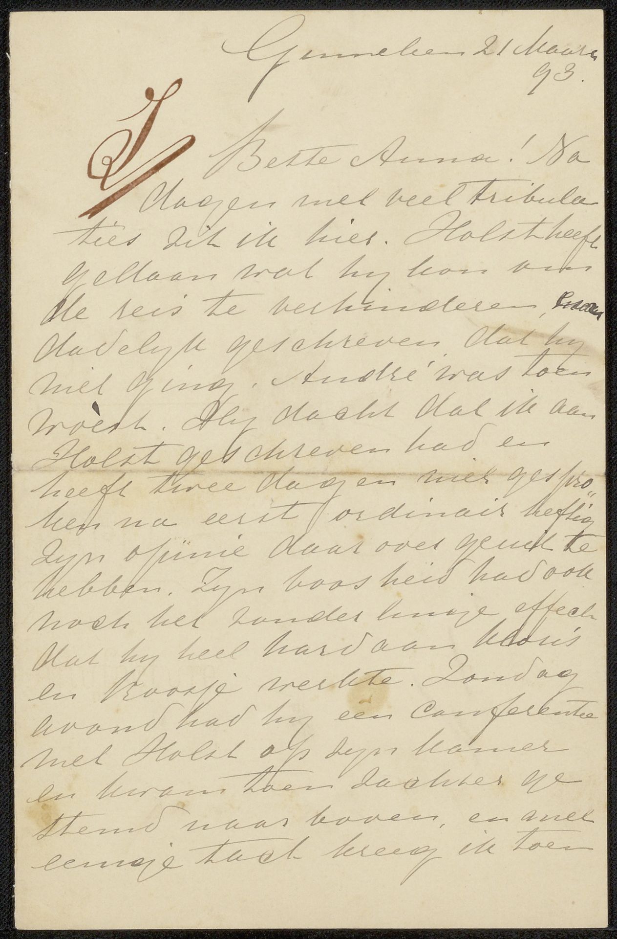 Brief aan Anna Dorothea Dirks by Jacoba Cornelia Jolles-Singels